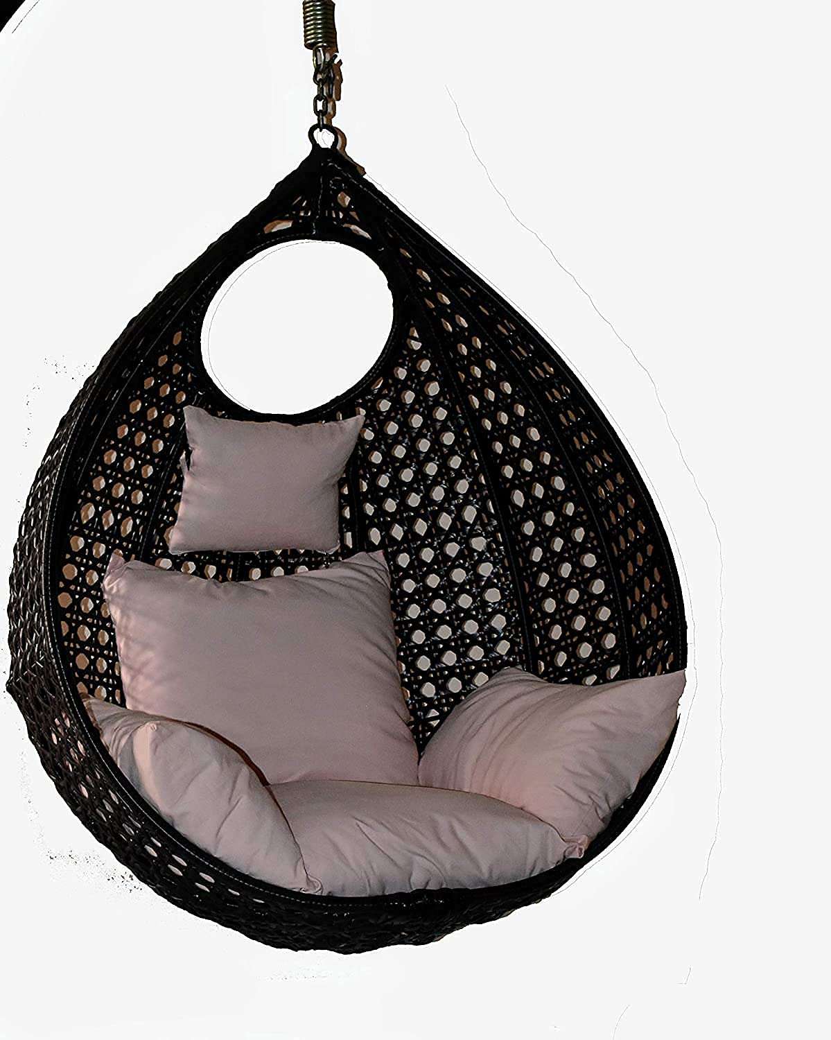 SpyderCraft Metal Alisha Craft Single Seater Swing Chair With Stand & Cushion Outdoor Indoor Balcony Garden Patio,Powder Coated Frame,Uv Protected Wicker,Premium Cushion 3