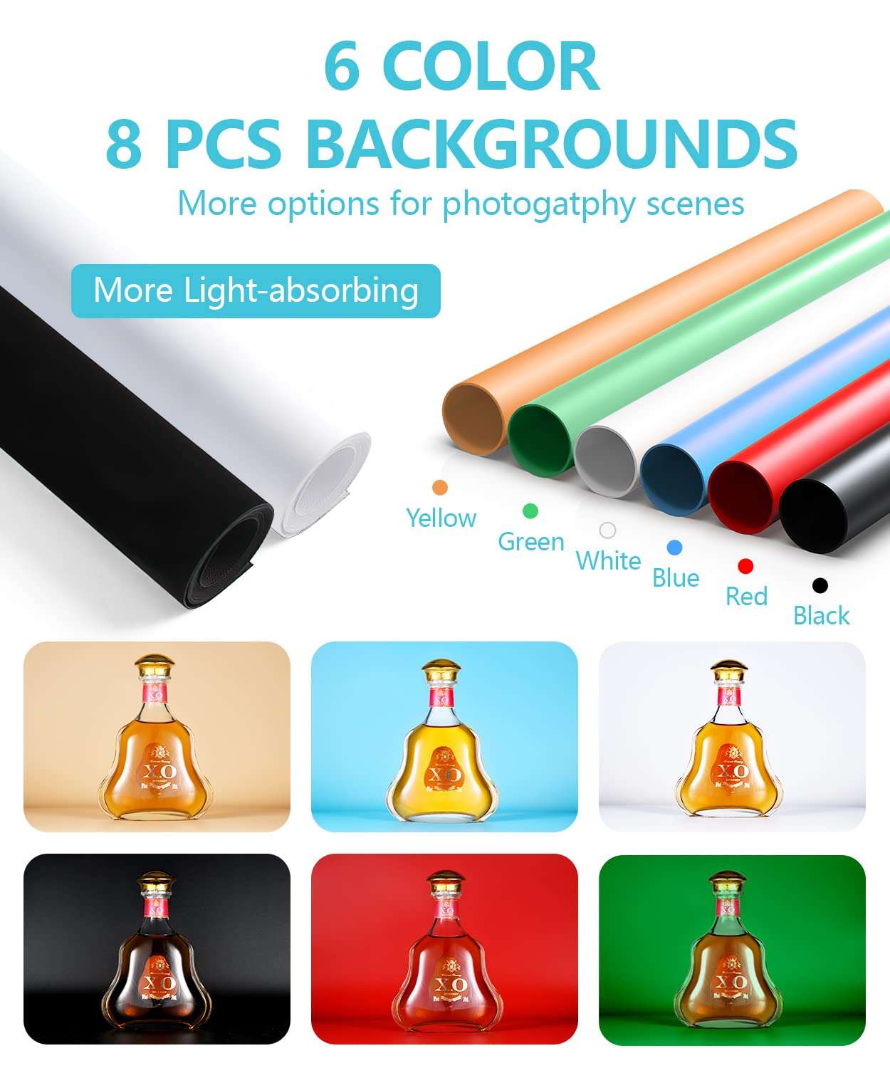 8 Pcs Backgrounds Photo Light Box, SAMTIAN Portable 16x16x16 Inches Photography Studio Light Box Shooting Tent Tabletop Photography Lighting Kit with Brightness Dimmer for Photography 4