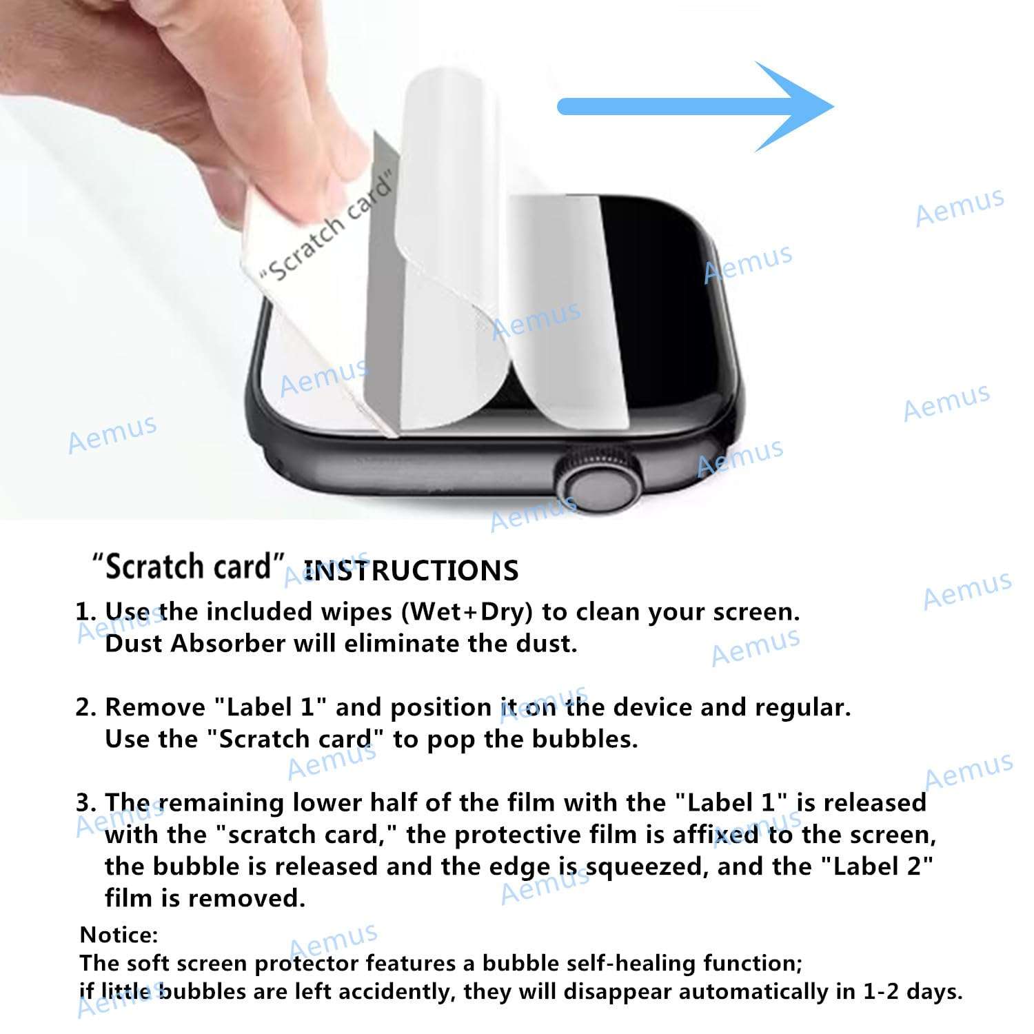 Aemus Screen Protector Compatible for VKAROOD Smart Watch 1.43" (6 Pack) KC88 Smart Watch Full Coverage Clear TPU Soft Film 3