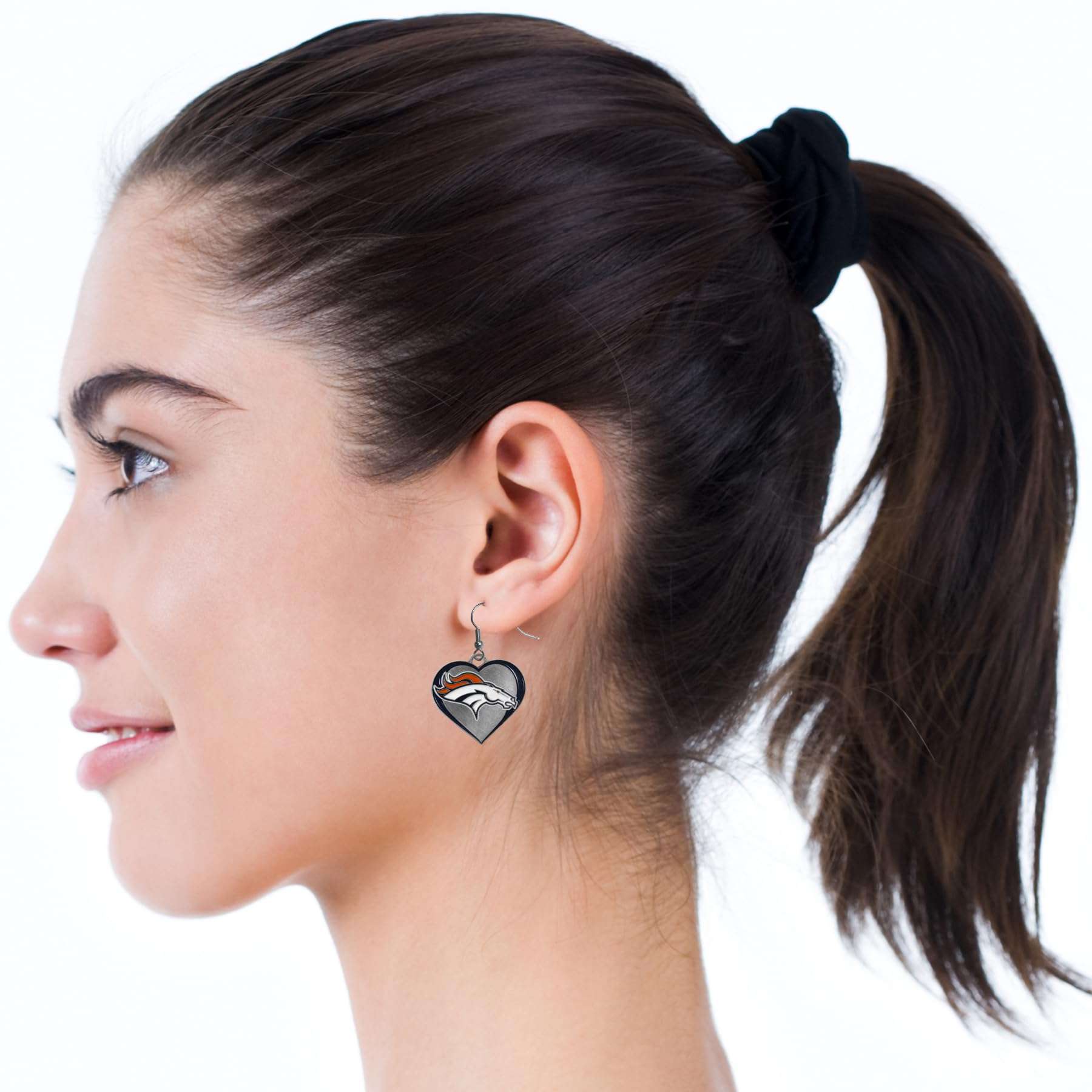 Siskiyou Sports NFL Denver Broncos Womens Heart Dangle Earrings, Team Color, One Size 4
