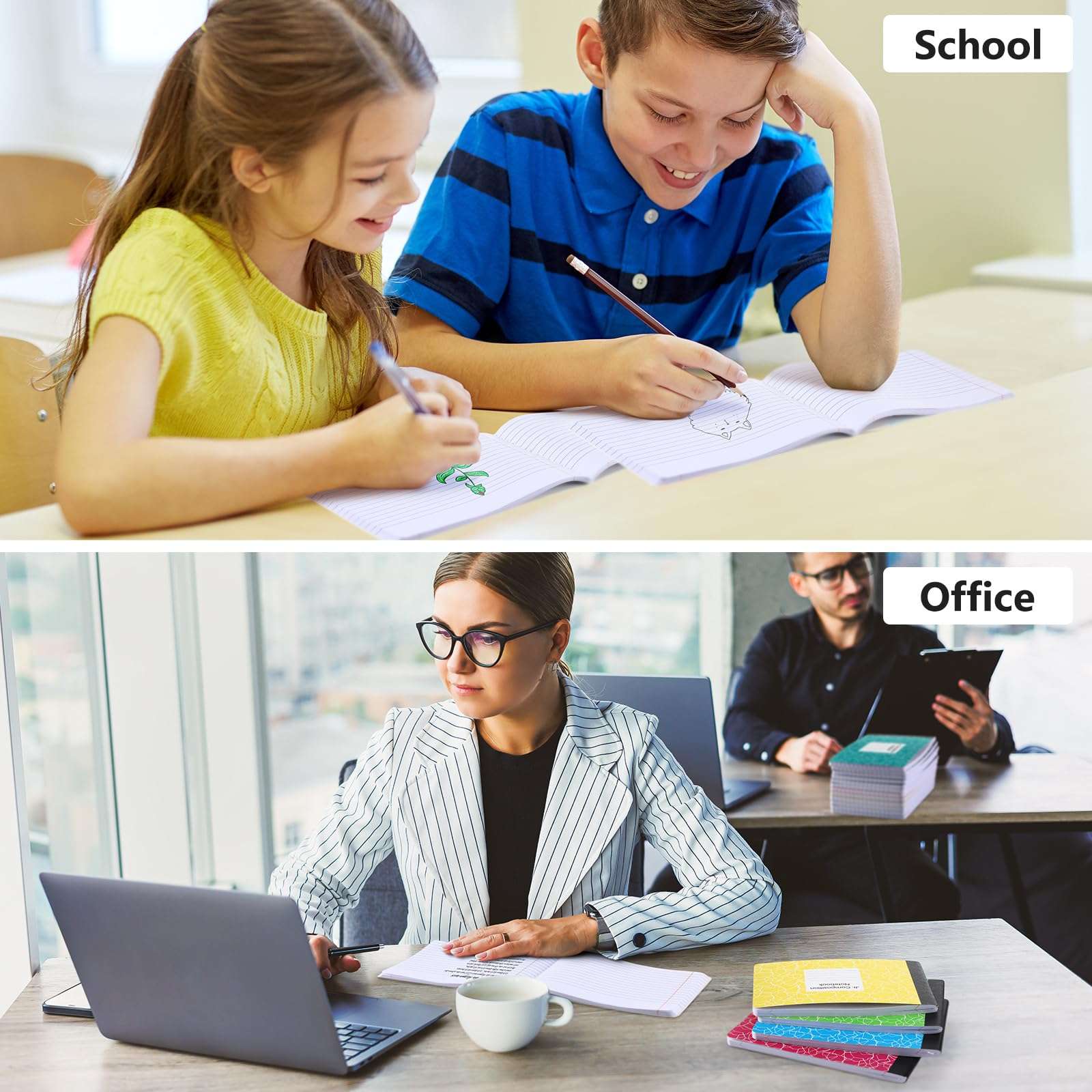 Resurhang 12 Pcs Jr. Composition Notebooks Marble Cover Half Size 4-7/8 x 7-1/2 Inches Composition Notebook 80 Sheets Mini Marble Notebooks Wide Ruled Assorted Primary Covers Notebook (Colorful) 6