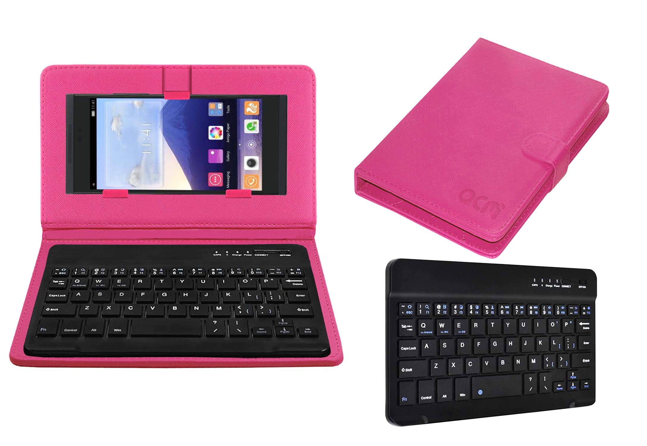 Acm Bluetooth Keyboard Case Compatible with Gionee Gpad G5 Mobile Flip Cover Stand Study Gaming Pink