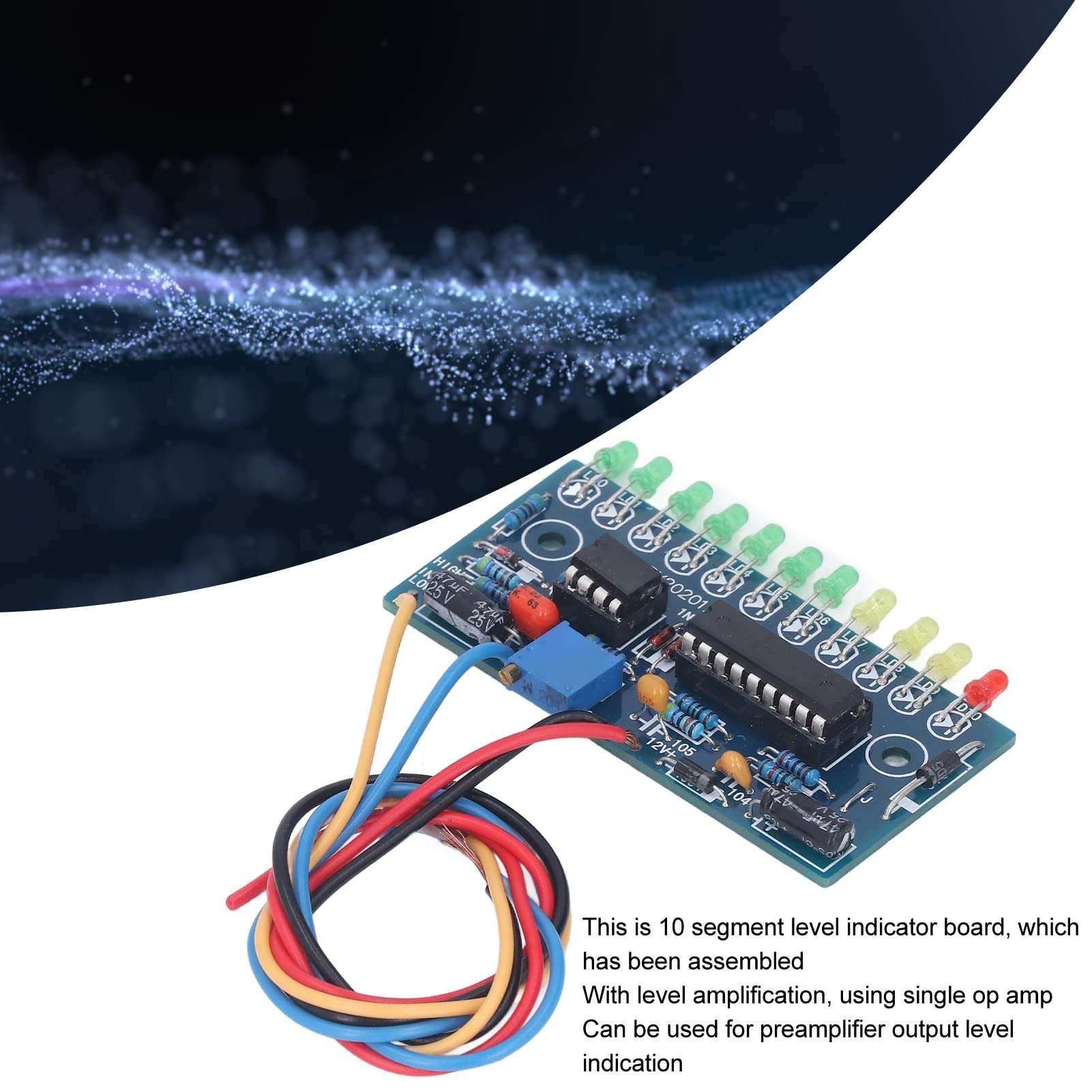 LED Audio Indicator Module, Power Amplifier Indicator Module PCB Material 10 Segments 11 pcs 3mm LED Audio Level Indicator Board for VU Meter Preamplifier 3