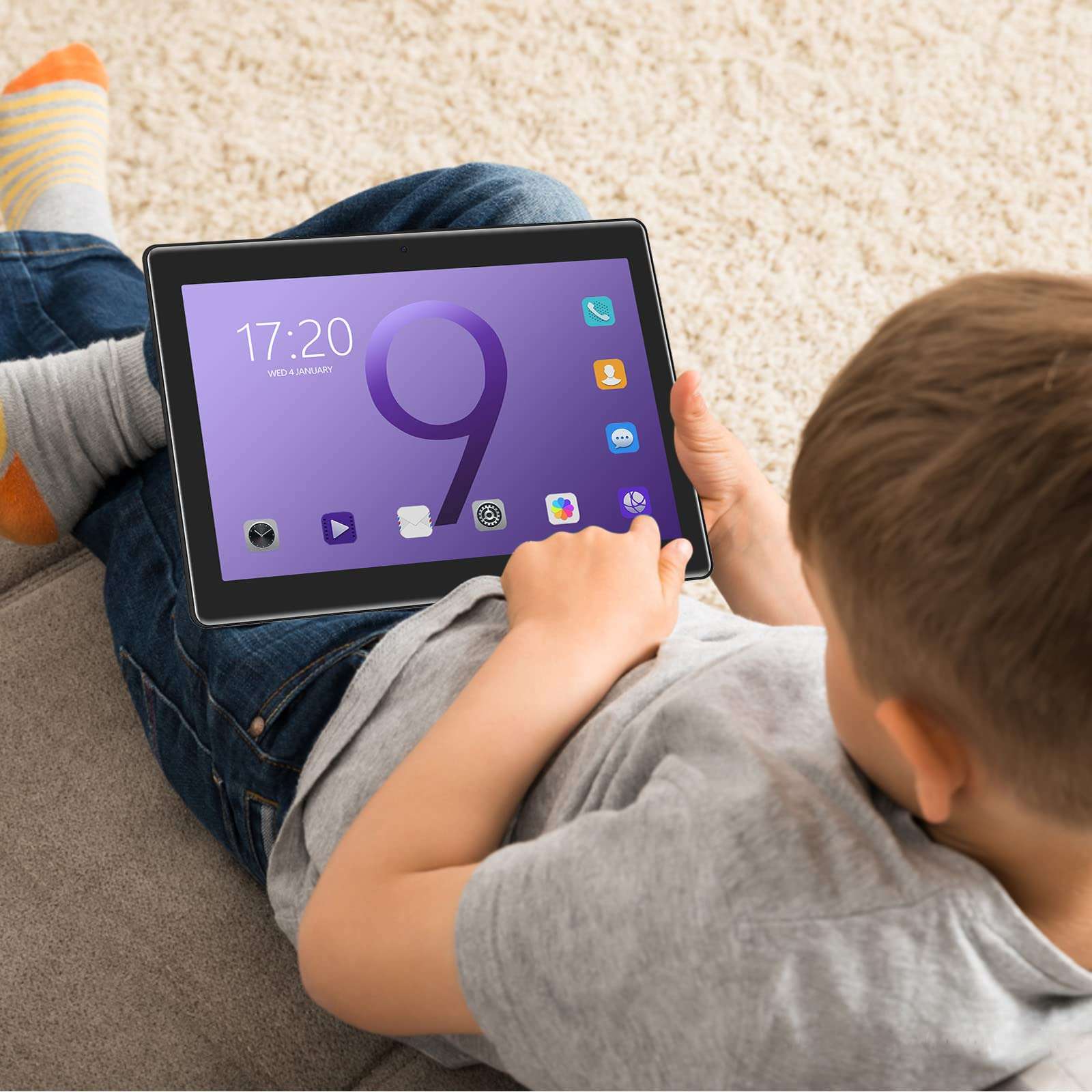 HD Tablet, 10.1-inch Android 12.0, 10 Core IPS, 16GB, Extended to 256GB, Three Network Call, Dual Card Dual Standby, 2 Million Pixe𝐥s Dual Camera, with WiFi + BT + FM + GPS, 1