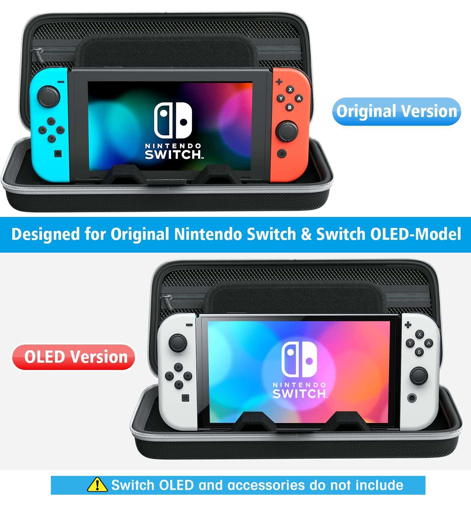 OIVO Switch OLED Case for Switch OLED New Model, Large Capacity Switch Carrying Case Portable Travel Hard Case with Game Card Storage Slots Compatible with Nintendo Switch/OLED Model 2