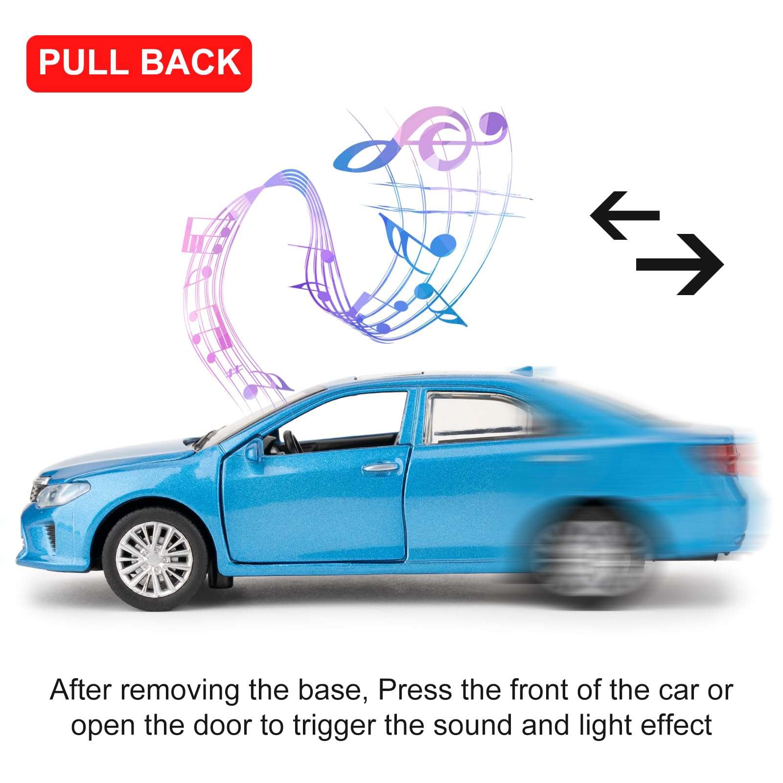 WAKAKAC Toy Car Compatible for 1：32 Camry Model Car, Pull Back Diecast Collectible Car with Sounds＆Lights for Kids Boys Girls and Adults, Gift Blue 4