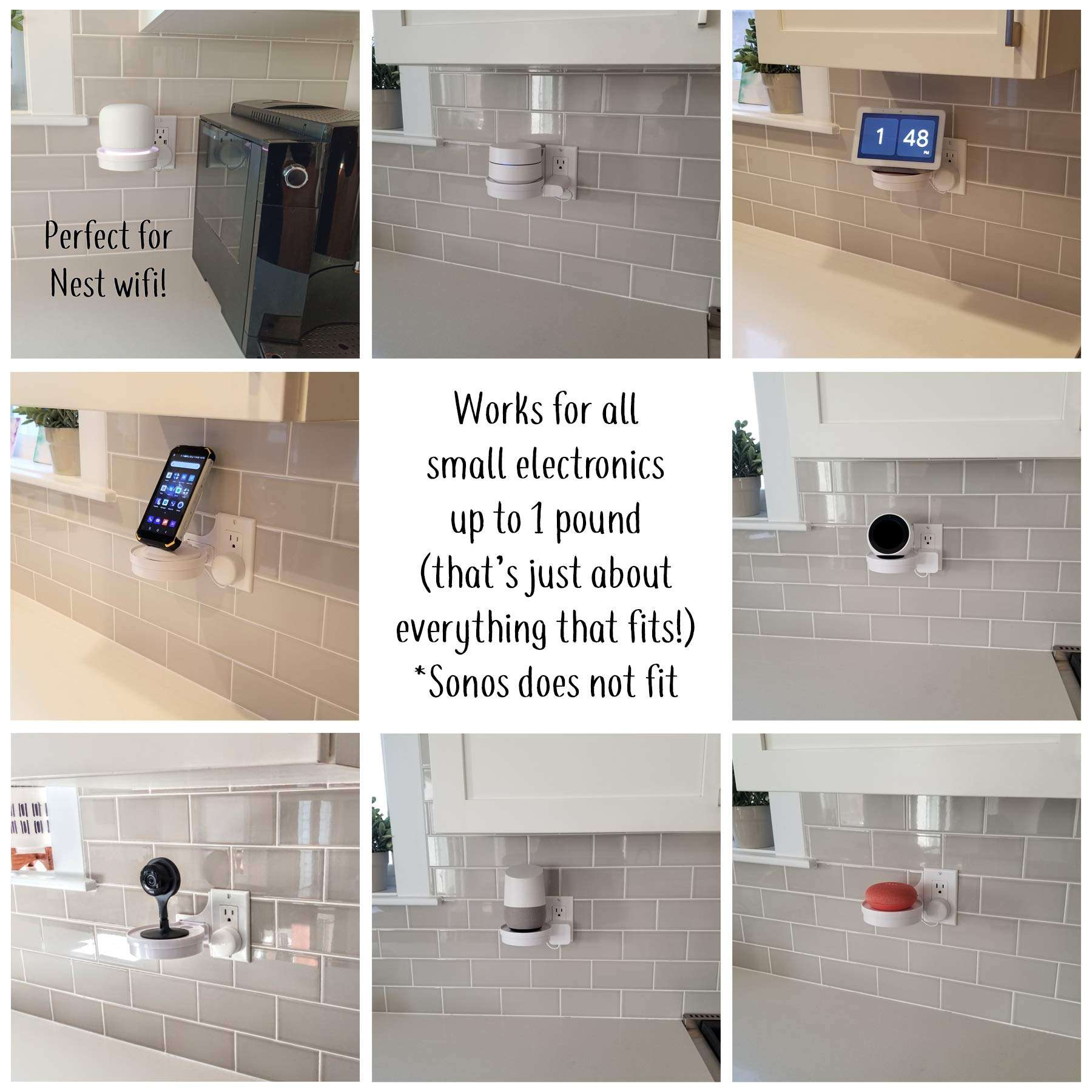 The Easy Outlet Shelf by Mount Genie - Works With All Outlets - 60 Second Install - Hidden Cord Cable Storage - Perfect Google Home Mount, Nest Wifi Mount, for Cameras, Voice Assistants, and More 6