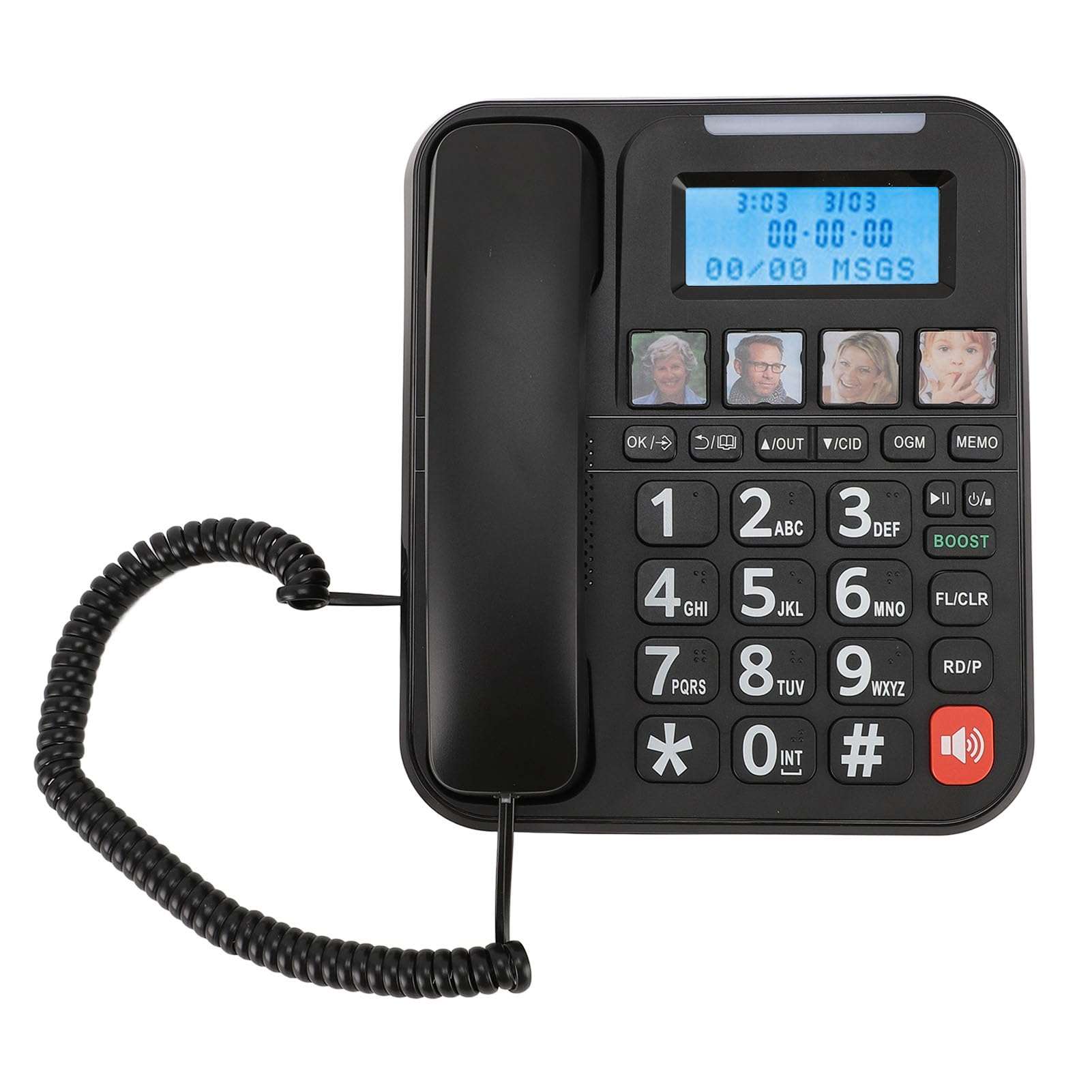 Cordless Phone with Answering Machine, Expandable Landline Phone with Handset for Office Home, Advanced Call Block, Photo Dialing, Bilingual Caller ID, Corded and Cordless Phone 5