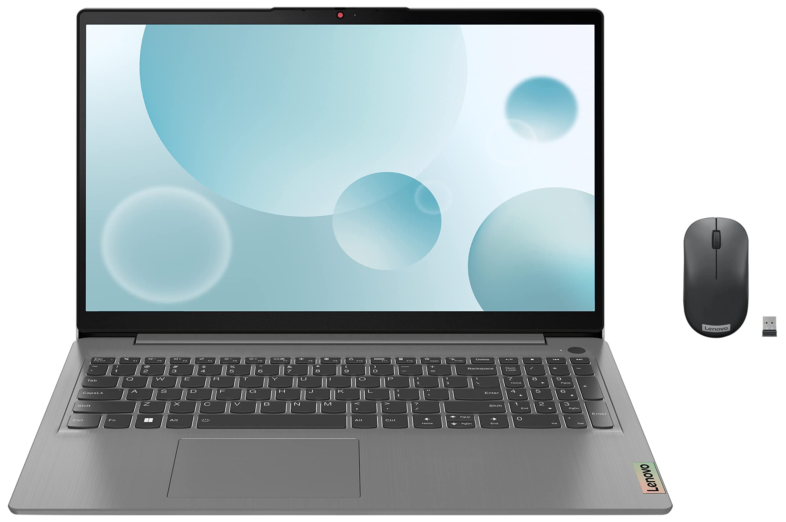 Lenovo IdeaPad Slim 3 Intel Core i5 12th Gen 15.6" (39.62cm) FHD Thin & Light Laptop & 130 Wireless Compact Mouse, 1K DPI Optical Sensor, 2.4GHz Wireless NanoUSB, 10m Range, 3button