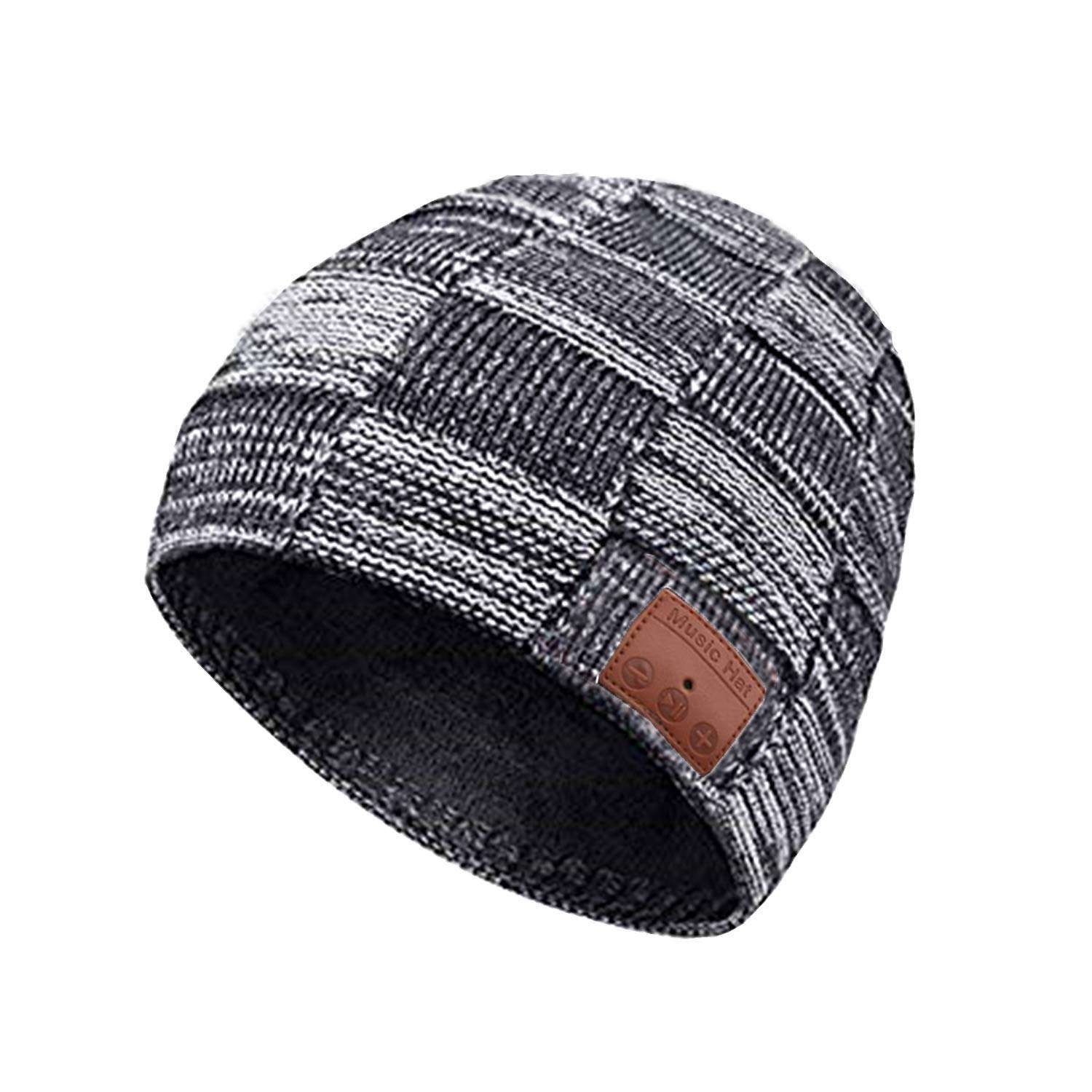 Bluetooth Beanie Hat for Men Women, Upgraded 5.0 Music Knit Cap Rechargeable Headset Hand-Free Phone with Hi-Fi Stereo Speakers Teen Kids Boys Girls Sports Running Skiing Gray 1