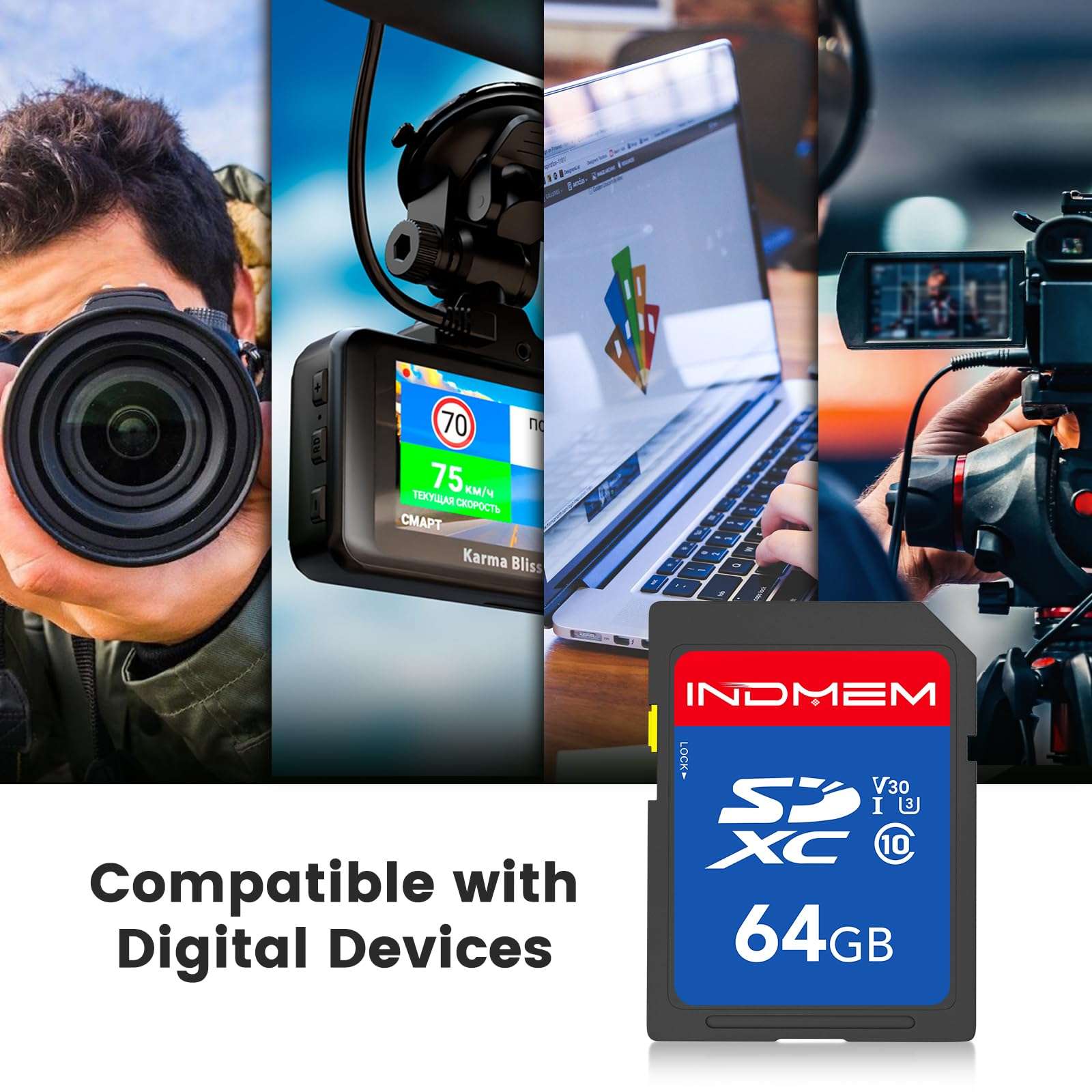 64GB SD Card 2pack, C10, U3, V30, High Speed up to 90M/S SDXC UHS-I Memory Cards, Full HD & 4K Video Compatible with Canon Nikon Sony Pentax Kodak Olympus Panasonic Digital Camera, 64GB(2pc) 5