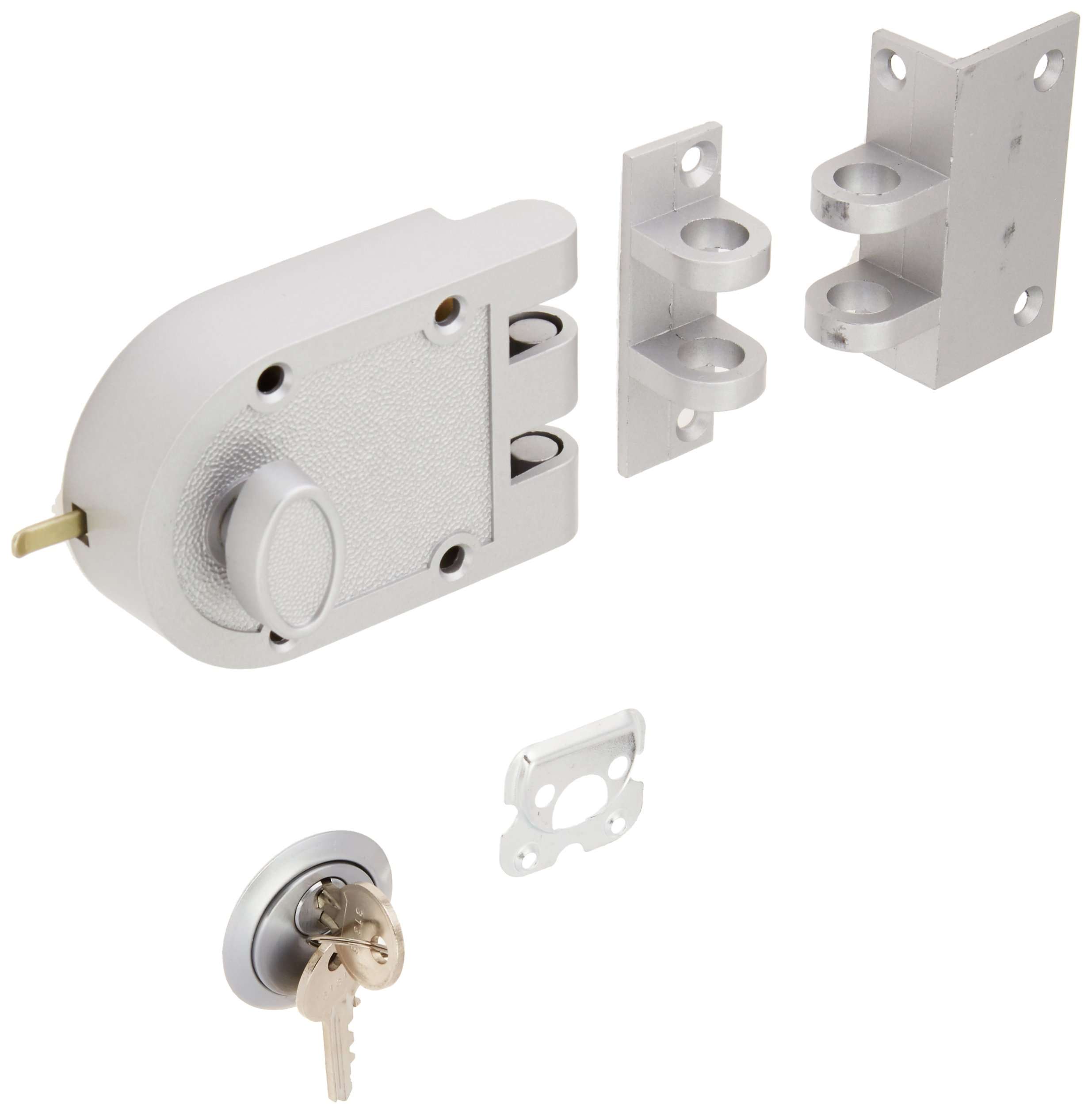 Guard Security Heavy Duty Jimmy Proof Deadbolt Door Lock, Silver, Single Cylinder with Key Entry #44861 , White 1