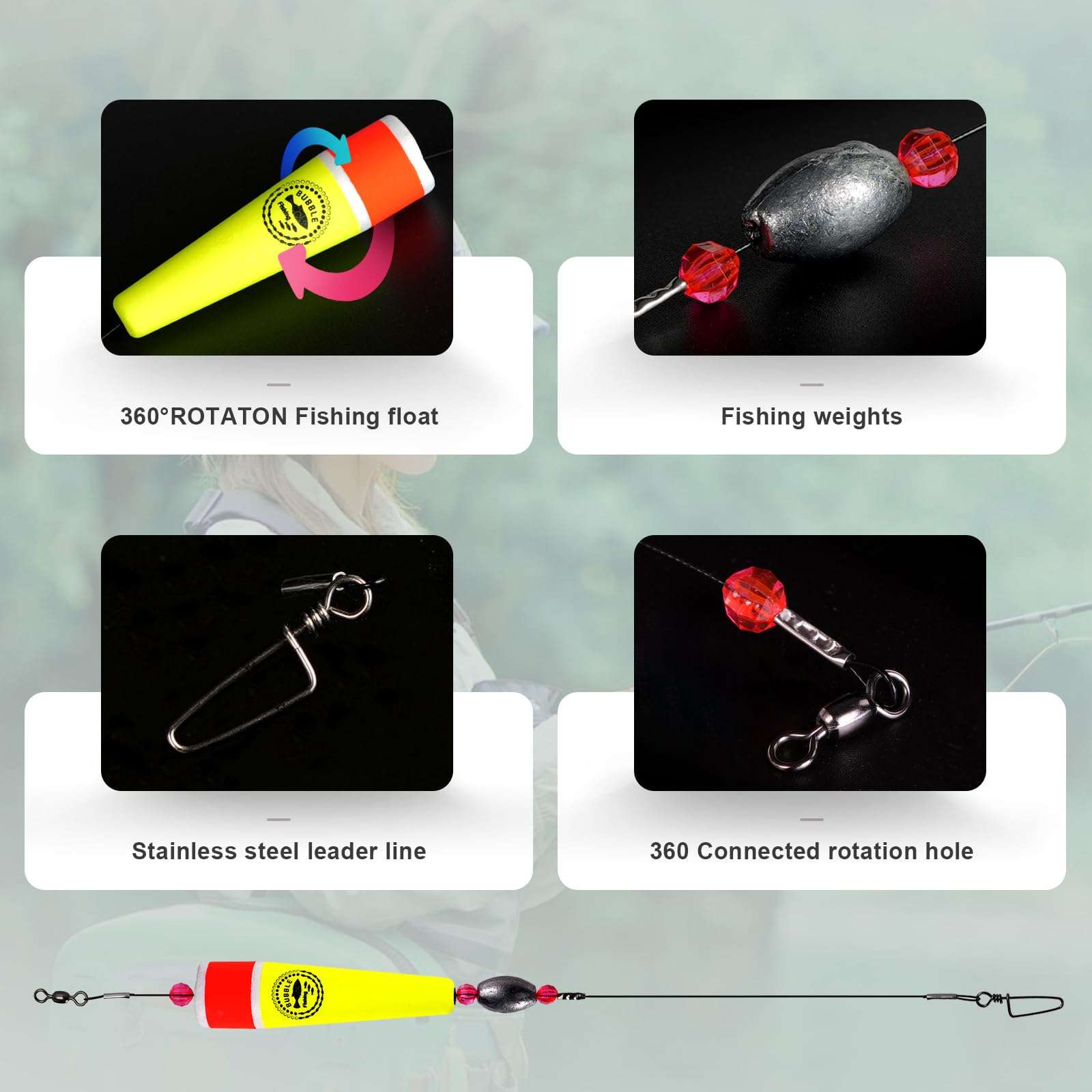 BUBBLE FISHING Fishing Floats Rigs Popping Corks for Saltwater Rattle Weighted Bobbers Fishing Tackle (4pcs, 4 in, Yellow) 6