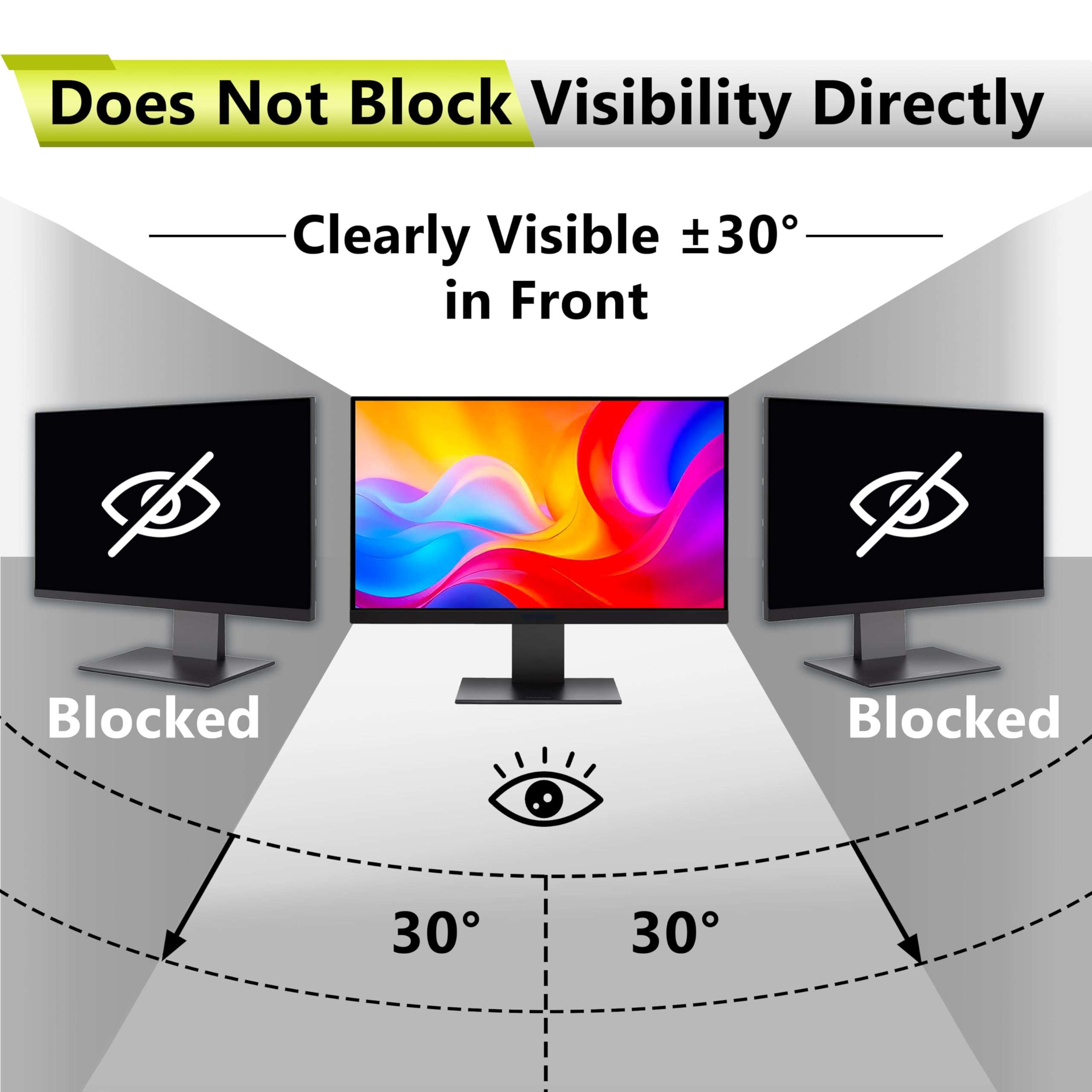 YongMai 24 Inch Computer Privacy Screen Filter, 16:9 Anti-Spy Blocker with Nano Adhesive Tape, No Bubbles Easy Install, Anti-Glare Eye Protection Scratch Resistant Film for Widescreen Monitor 4