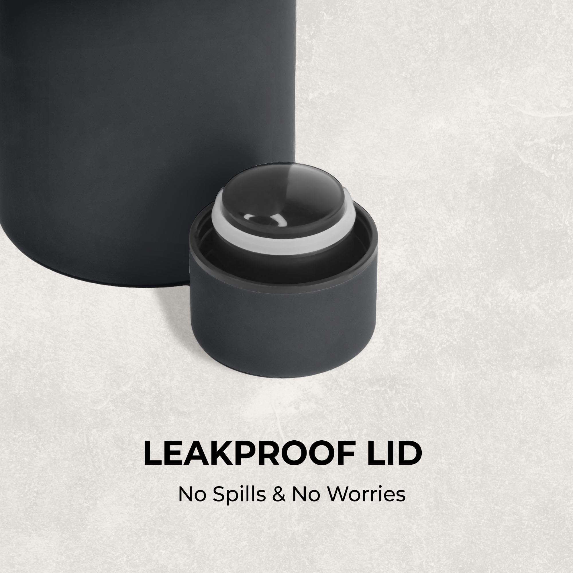 SuperGeneriX 17oz Matte Finish Stainless Steel Water Bottle | Vacuum Insulated Travel Bottle |12 hrs Hot & 18 hrs Cold| Smooth Rubber Finish Water Bottle (Black) 5