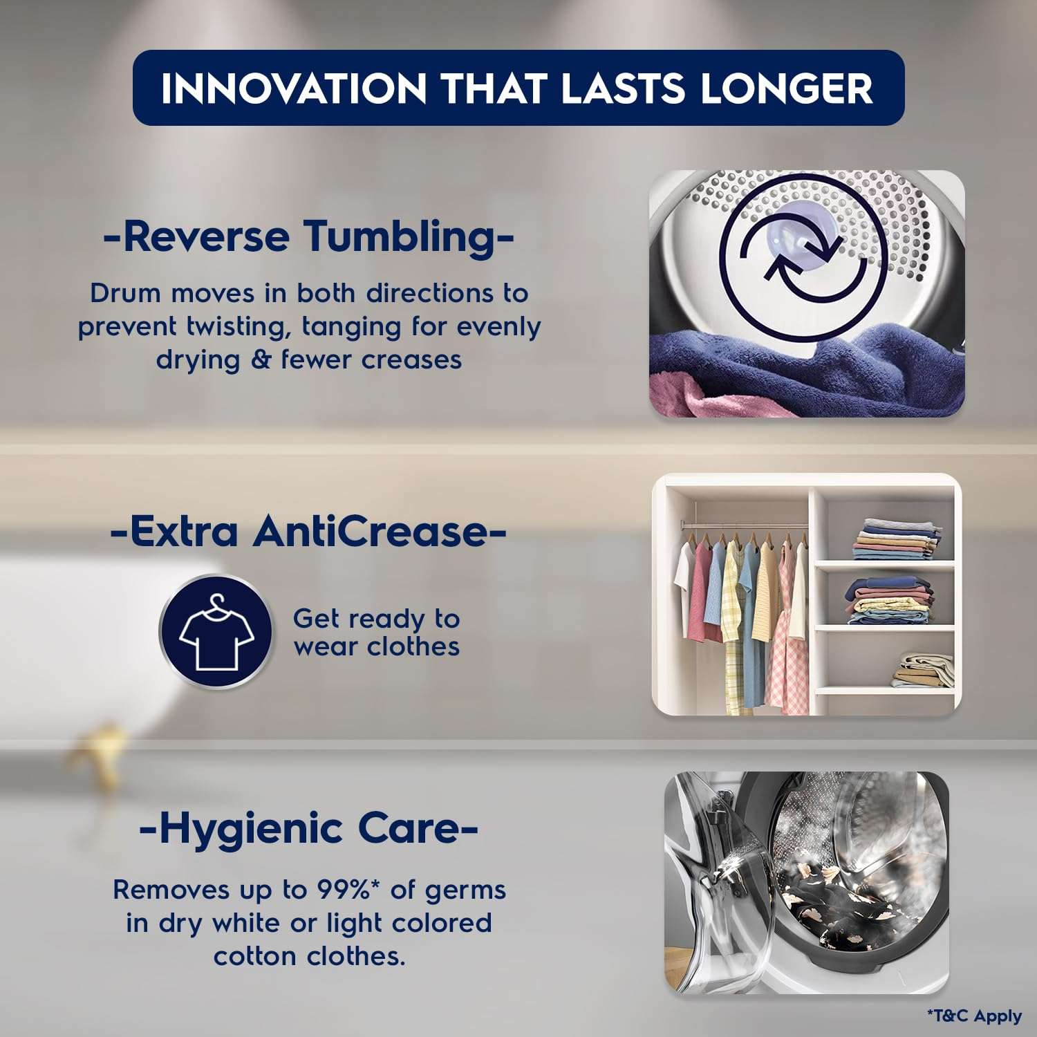 Electrolux 7.5Kg Fully Automatic Front Load Venting Dryer, Scandinavian Design with Reverse Tumbling, Smart Sensors, Colour Care Function, White, UltimateCare 300, EDV754H3WB 2