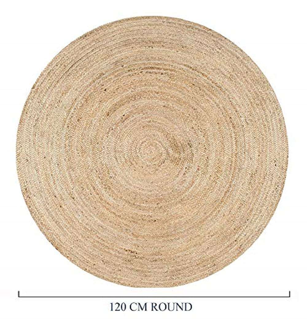 THE HOME TALK Natural Handcrafted Braided Round Jute Rug- 120CM|Traditional Carpet for Living Room,Kitchen,Entryway,Bedroom,Dining Room|Rustic Bohemian Decor| Anti-Skid Carpets for Centre Table 4