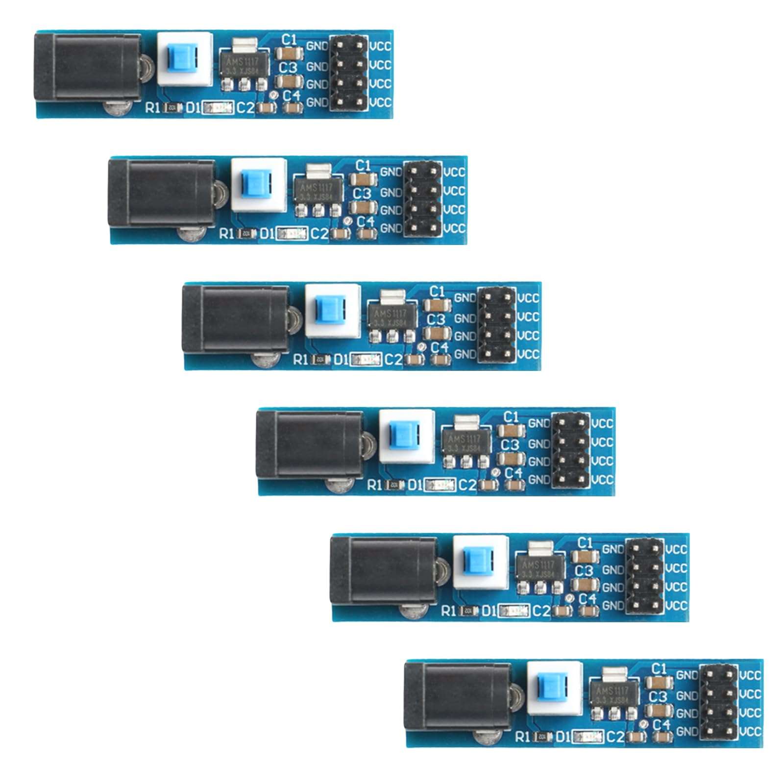 MusRock 6pcs AMS1117 3.3V Power Module - 4.5–9V Input, ±1.5% Accuracy, -40°C to +125°C