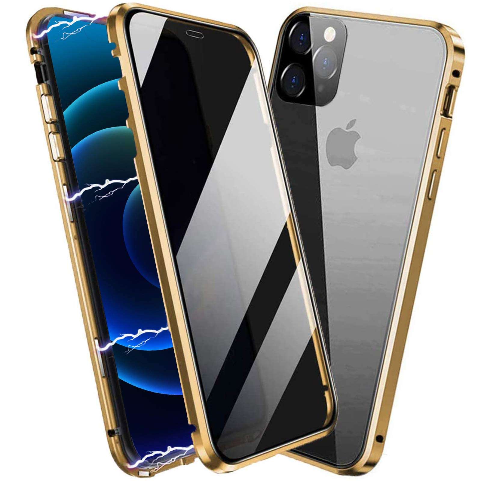 Techicon Privacy Magnetic Case Compatible with iPhone 12 Mini, Anti Peep Magnetic Adsorption Privacy Screen Protector Double Sided Tempered Glass Metal Bumper Frame Anti Peeping Anti-Spy Phone Case 1
