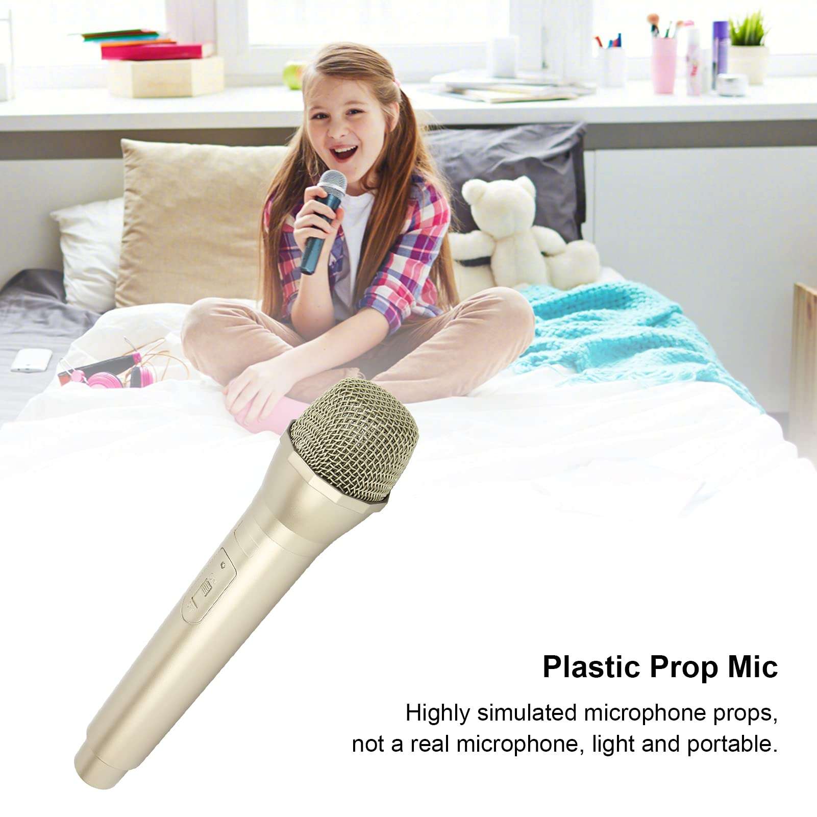 Dance Shows Practice Microphone Prop, Prop Microphone for Singing Prop Mic for Stage Performances Replacement for Prop Microphone (Gold) 5