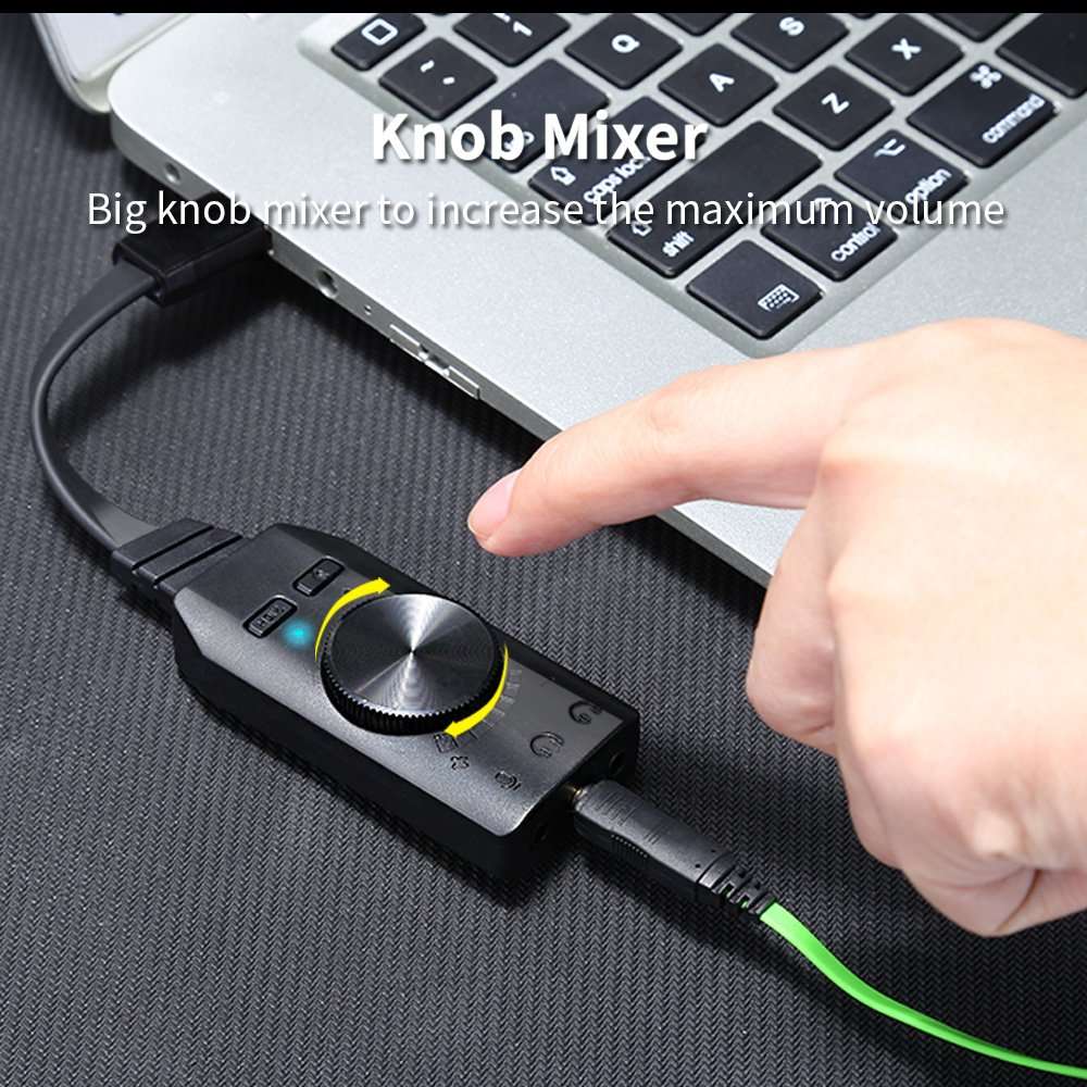 Virtual 7.1-Channel USB Sound Card Adapter KEKU External 2.0 Audio Stereo Sound Card Converter, 3.5mm Headset Headphone PC Laptop Desktop Windows Mac OS Linux, PS4, Plug & Play, (Black) 3
