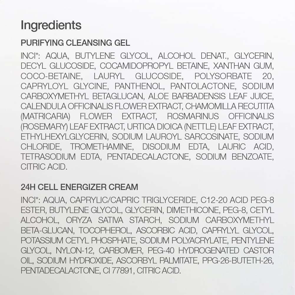 Skincode Destination Dream Skin Care Set | Purifying Cleansing Gel 75ml & 24h Cell Energizer Cream 30ml | Travel Essentials for Women | CM-Glucan, Pro-Vitamin B5 | Skincare Gift Set & Face Moisturizer 6