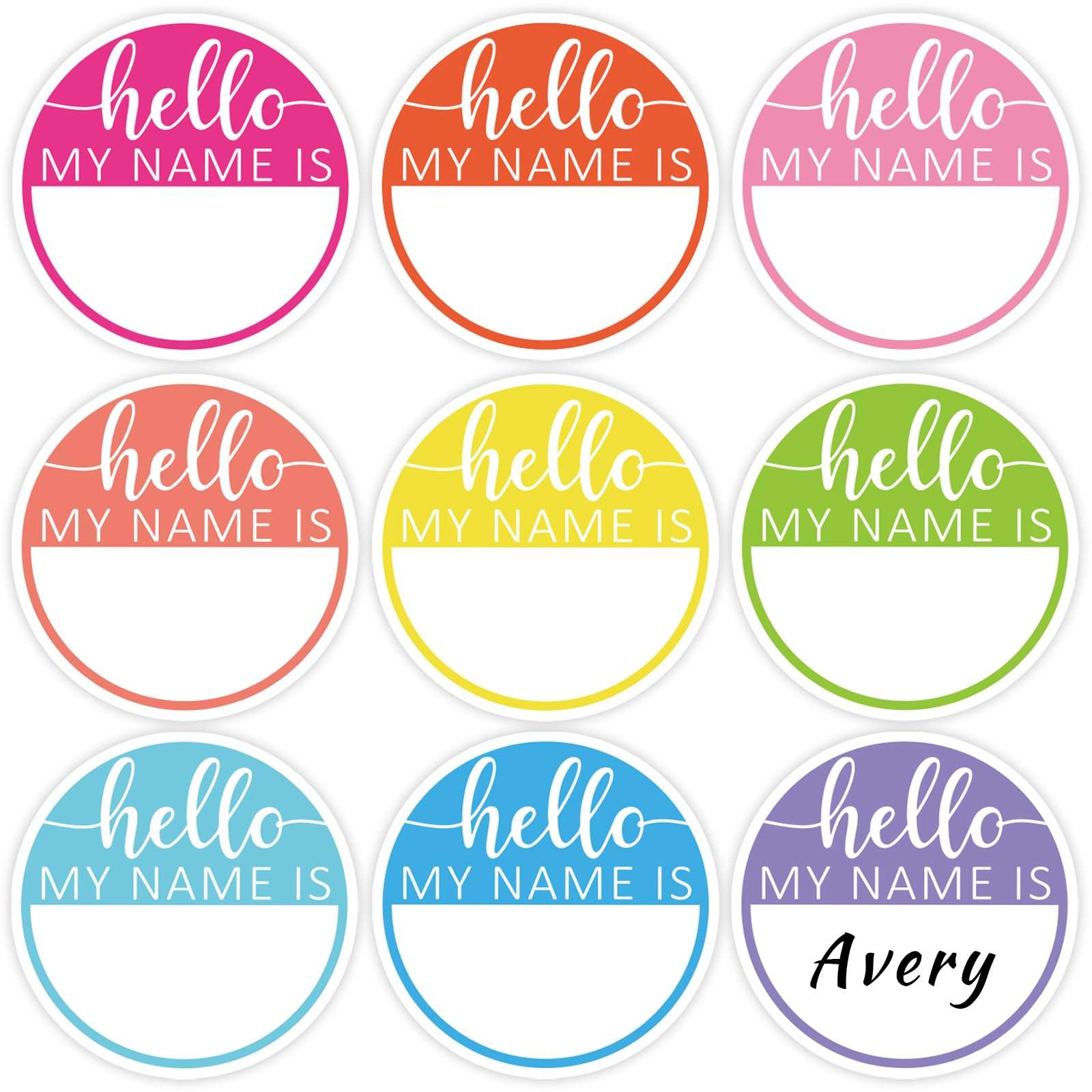 JarThenaAMCS 315Pcs Hello My Name is Name Tag Macaron Round Nameplate Sticker 9 Colors Classroom Bulletin Board Decor Colorful Label Sticker for Office Desk Wall Decor, 2.5 in 1