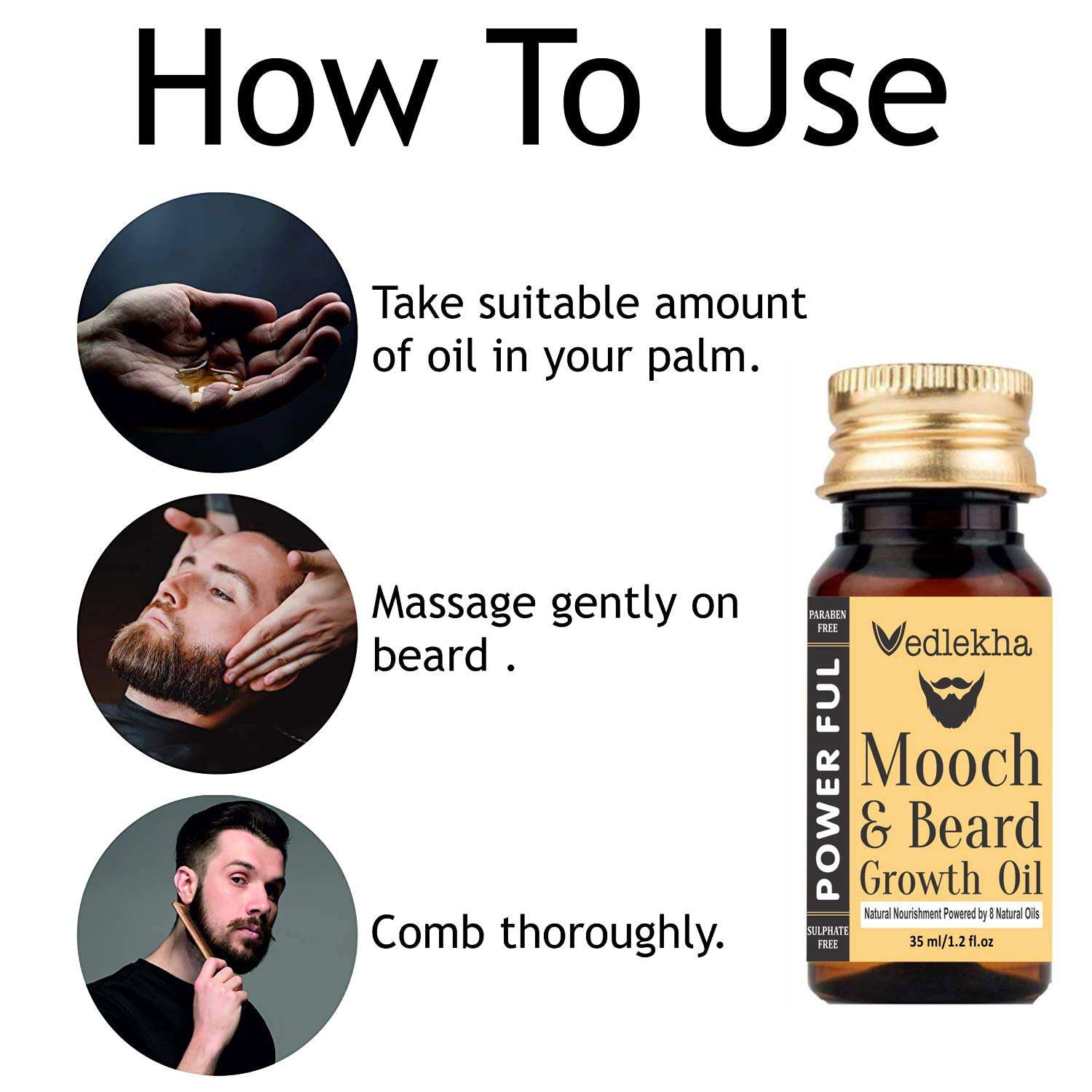 Vedlekha New Beard Growth Oil & Mustache Growth Oil, 35ml 5