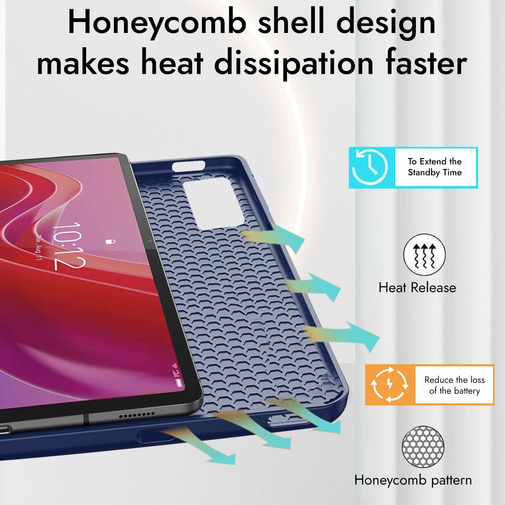 Robustrion Cover for Lenovo Tab M11 Cover Case, Flip Cover with Pencil Holder for Lenovo Tab M11 Tablet 11 inch [ Auto Sleep Wake Support] - Navy 4