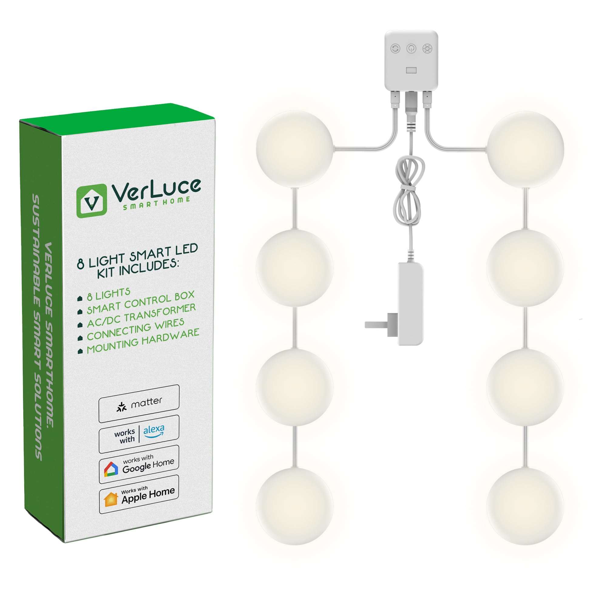8 Puck Kit - Super Bright Wide Angle Light Spread - Smart Under Cabinet Lighting - 2700K-6500K - 95 CRI - WWA - Works With Alexa, Google, Apple - Matter Certified - Plug-In - Hands-Free Control Box