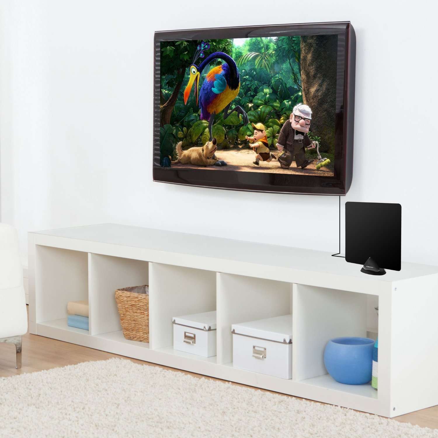 HDTV Antenna, Liger Ultra-Thin Indoor Antenna 35 Mile Range - Receive HD Television Signals for Free - Plugs Directly Into Your TV - Includes Adhesive & Stand 4