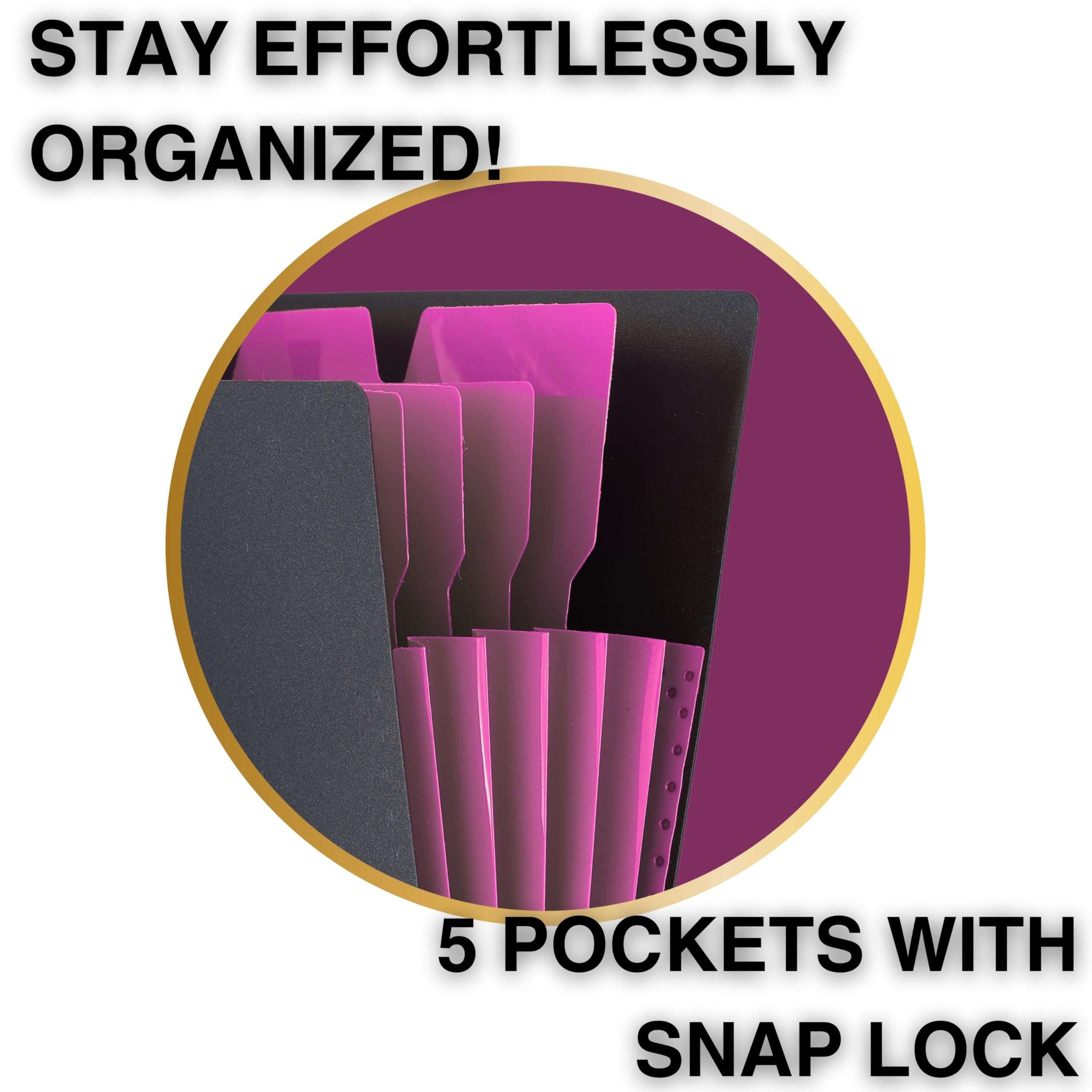 SPS 5 Pocket Expanding File Folder Smile Design - Fits A4 & Letter Size Document Organizer, Accordion File Folders, File Holder for Office, School & Home Use - Pink 4