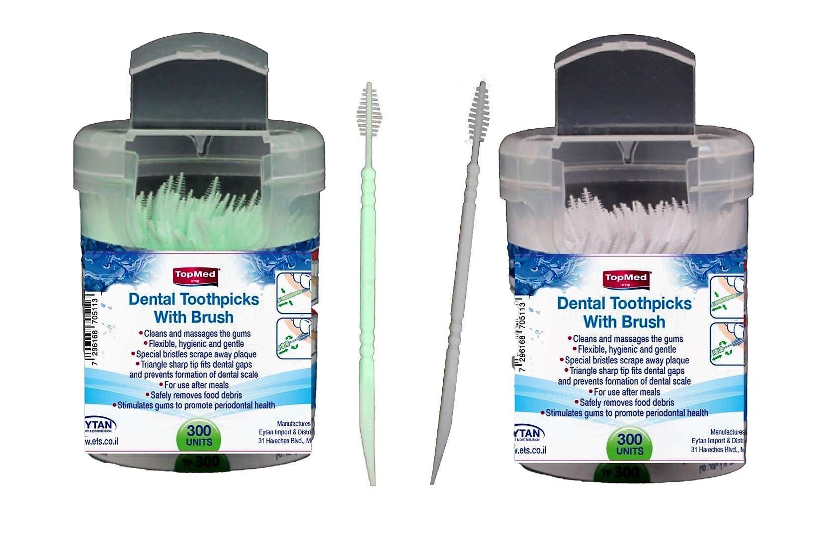 TOPMED ETS Oral Care Dental Brush Teeth Pick Plastic Teeth Floss Toothpick, Interdental Brush (300 Count 1 Box) 2