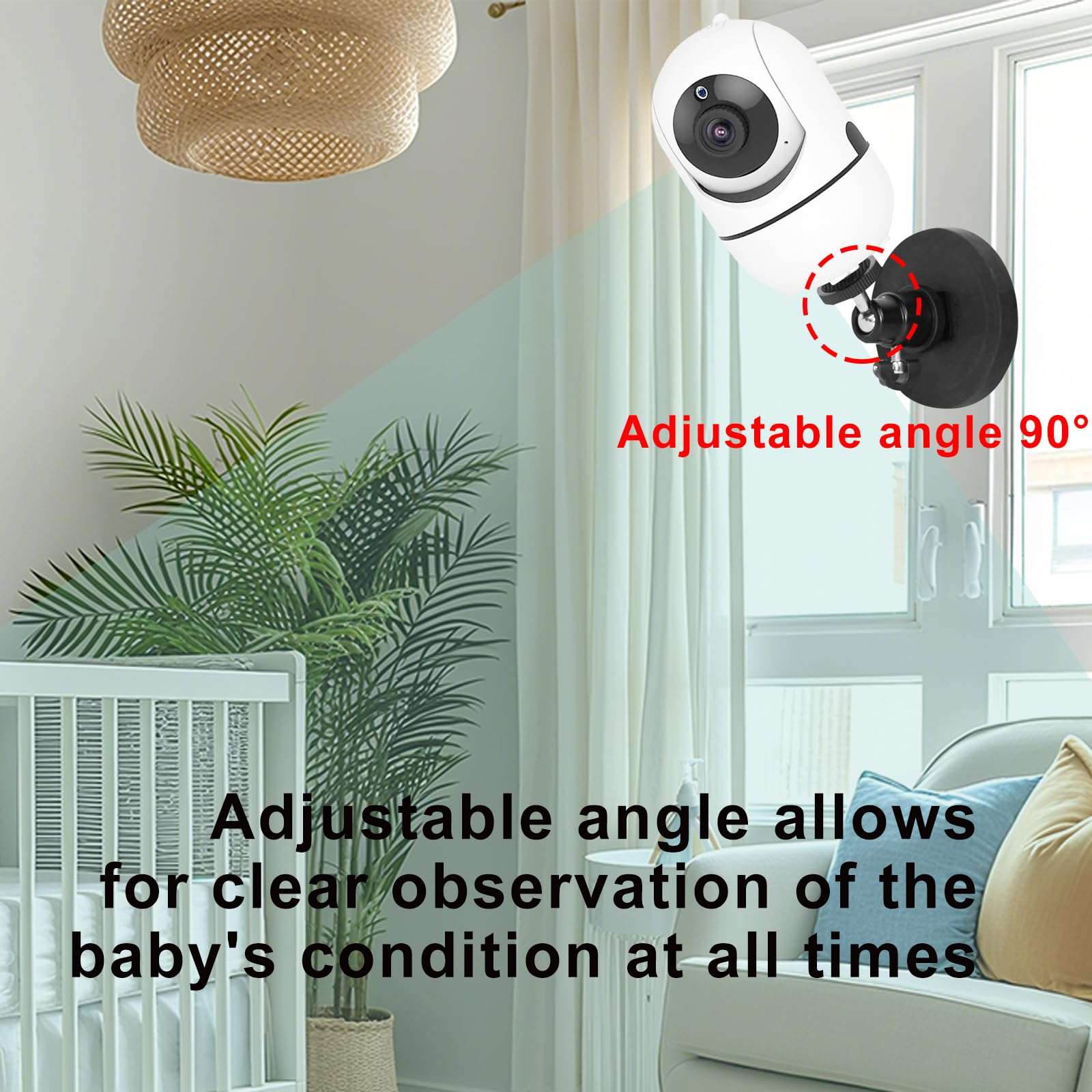 Baby Monitor Mount Compatible with HelloBaby HB65/HB40/HB6550/HB66/HB6339/HB6550 Pro, ANMEATE SM935E,Adjustable Baby Monitor Magnetic Holder with Perfect View,No Drilling Baby Camera Mount Stand 3