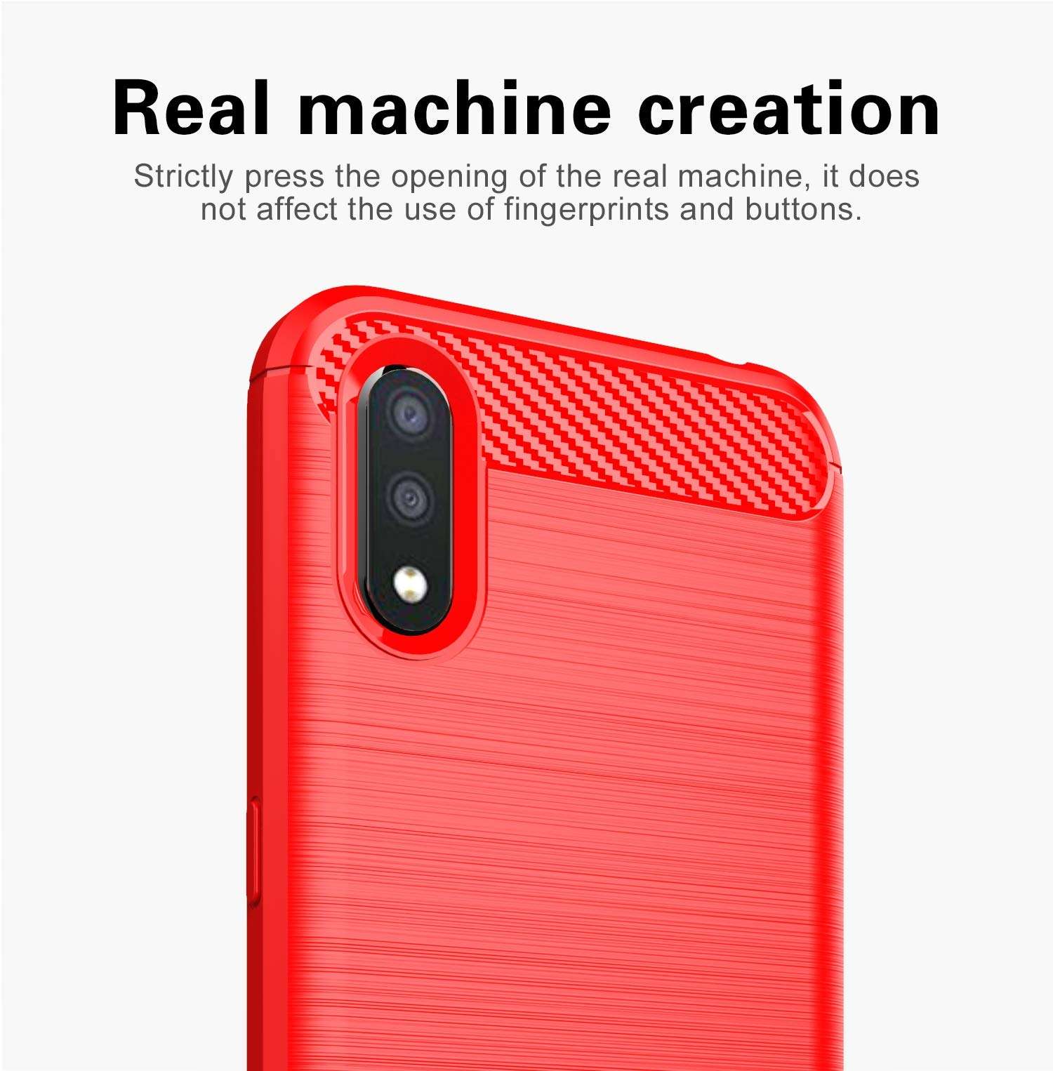 Galaxy A01 case,Samsung A01 case,MAIKEZI Soft TPU Slim Fashion Anti-Fingerprint Non-Slip Protective Phone Case Cover for Samsung Galaxy A01(Red Brushed TPU) 2