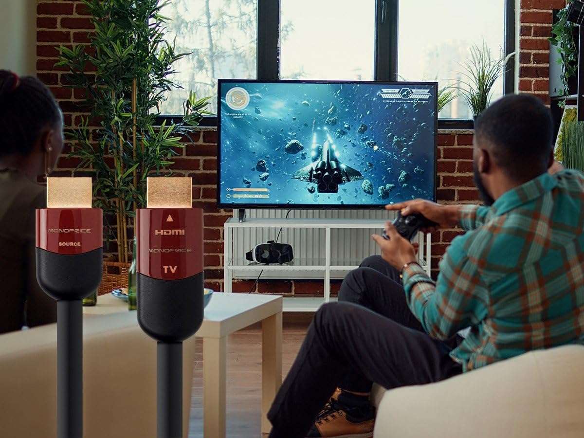 Monoprice 4K High Speed HDMI Cable - 4K@60Hz, 18Gbps, HDR, CL2 In-Wall Rated, Active, 30ft, Black 6