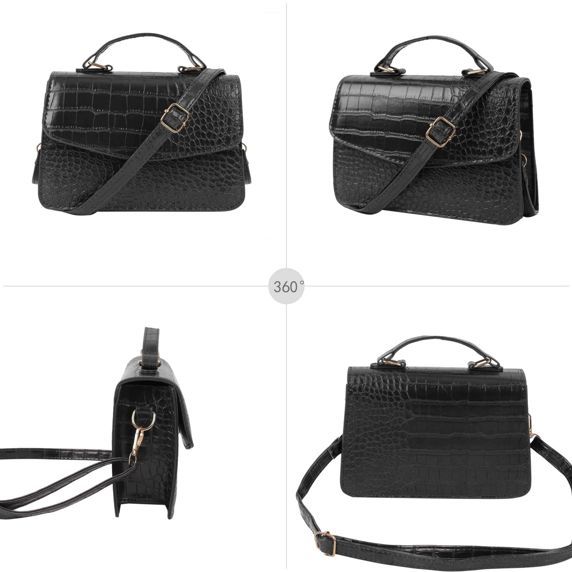 Crocodile Pattern Crossbody Shoulder Synthetic Leather Top Handle Satchel Handbag 5