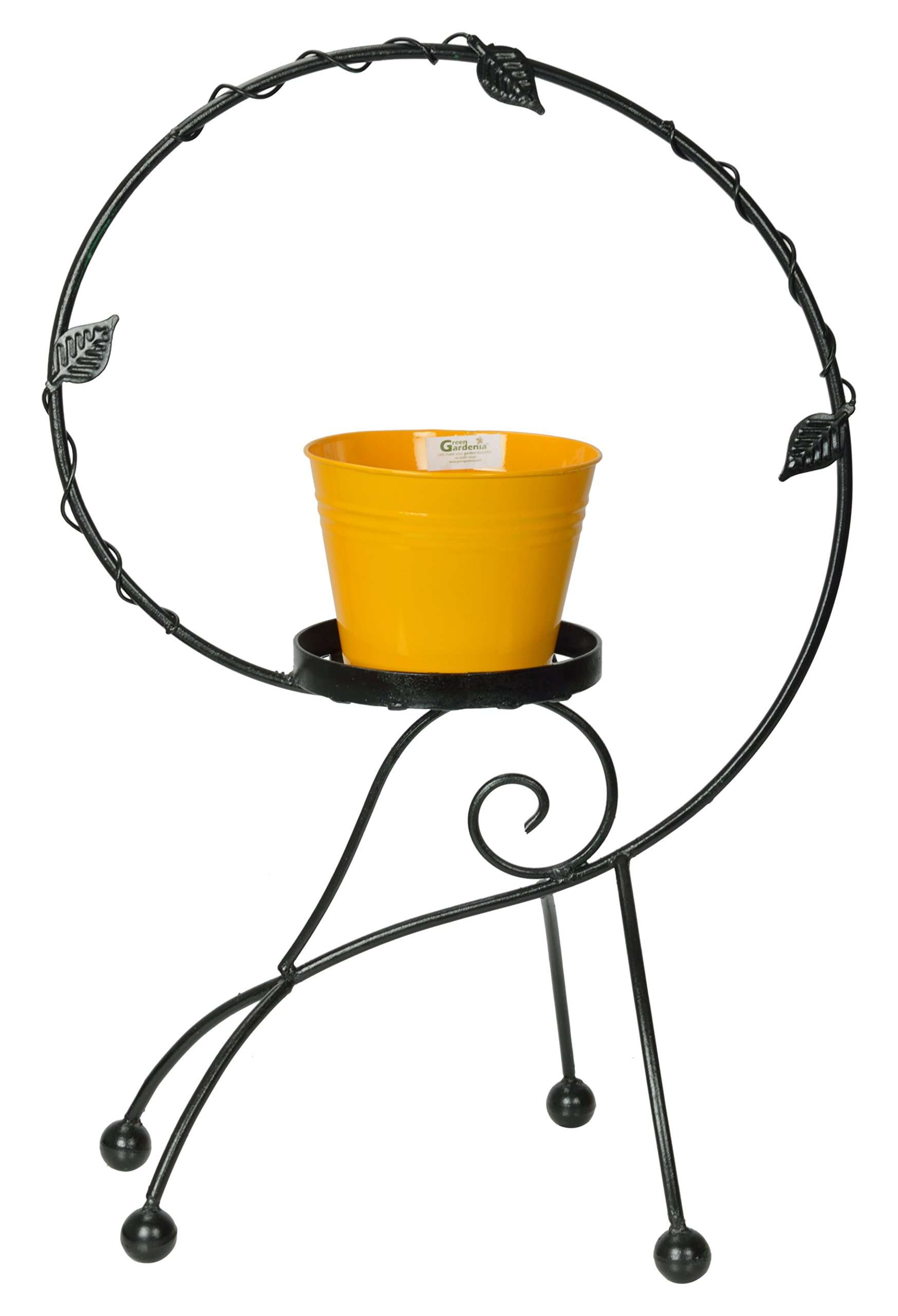 Green Gardenia Iron Snail Shape Plant Stand/Pot Stand with GI-Metal Planter -Yellow 3