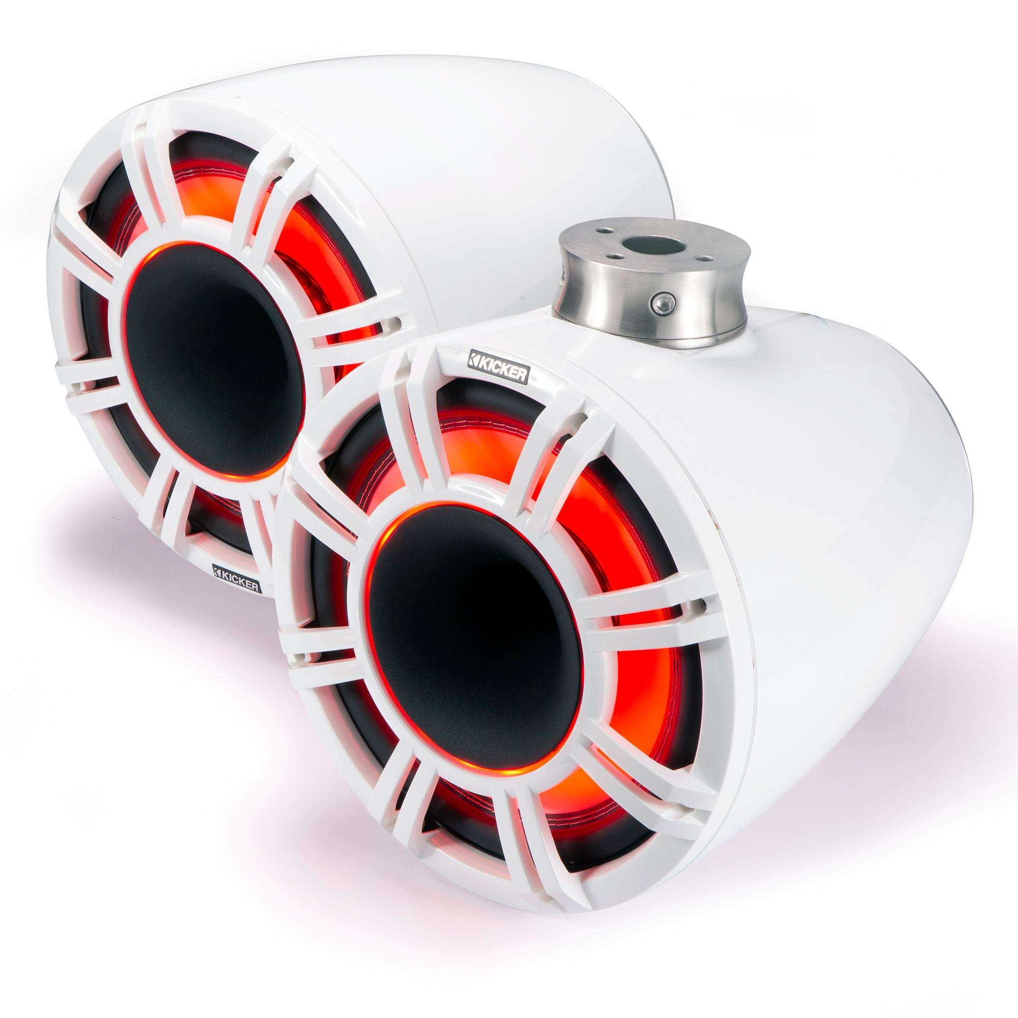 Kicker (2 Pair) 47KMFC9W 9" White Horn-Loaded Tower Speakers with Flat-Mount Tower Adapters 3