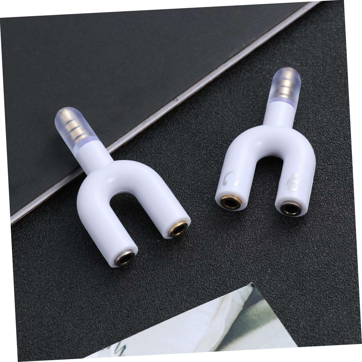 Lurrose Female to Male Audio Adapter Headset and Microphone Converter for Laptops and Mobile Devices for Traveling White 4