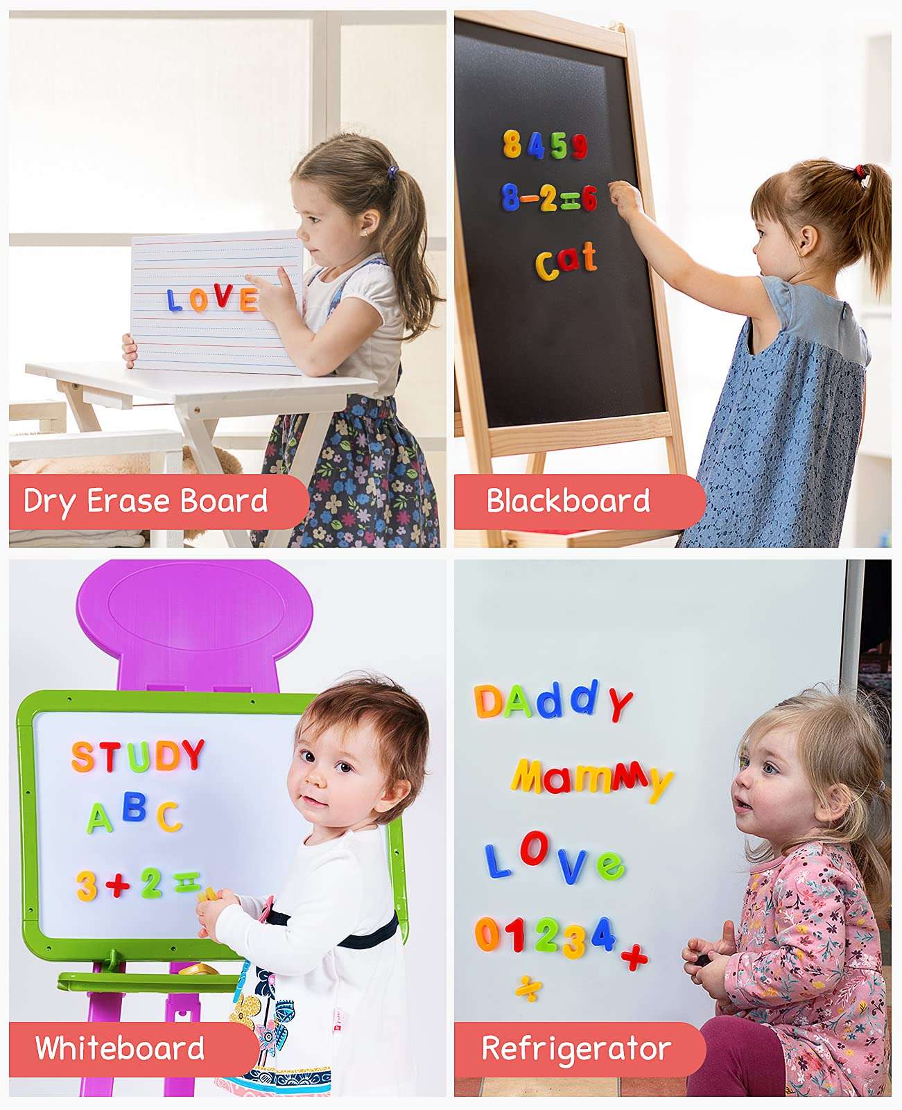 Gamenote Magnetic Letters and Numbers for Toddlers - Plastic Alphabet ABC 123 Magnets Refrigerator Kids Uppercase Lowercase Math Symbols for Fridge (78 Pcs) 5