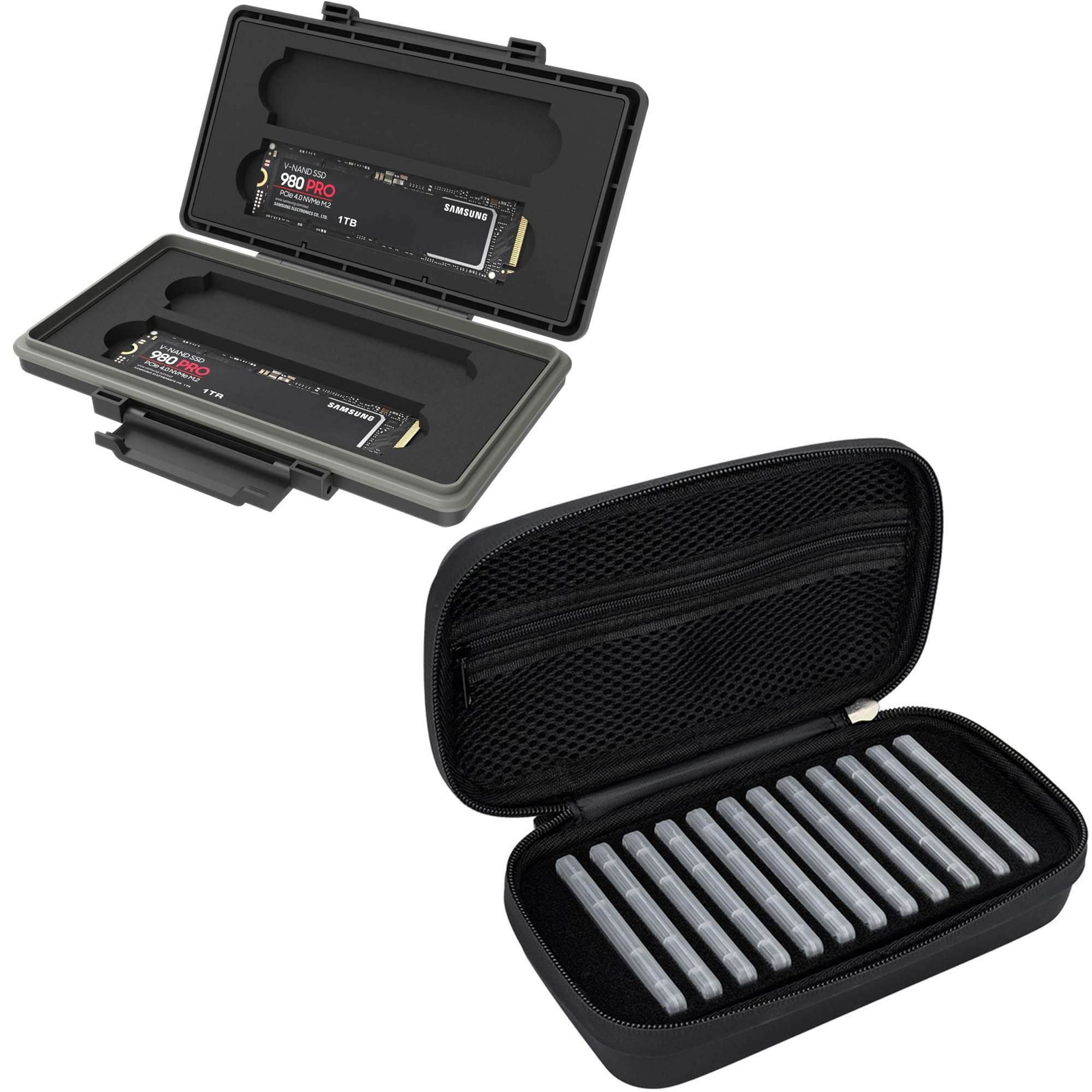 Hard ABS + EVA：Hard ABS M.2 SSD Card case with EVA PU M.2 SSD Card case