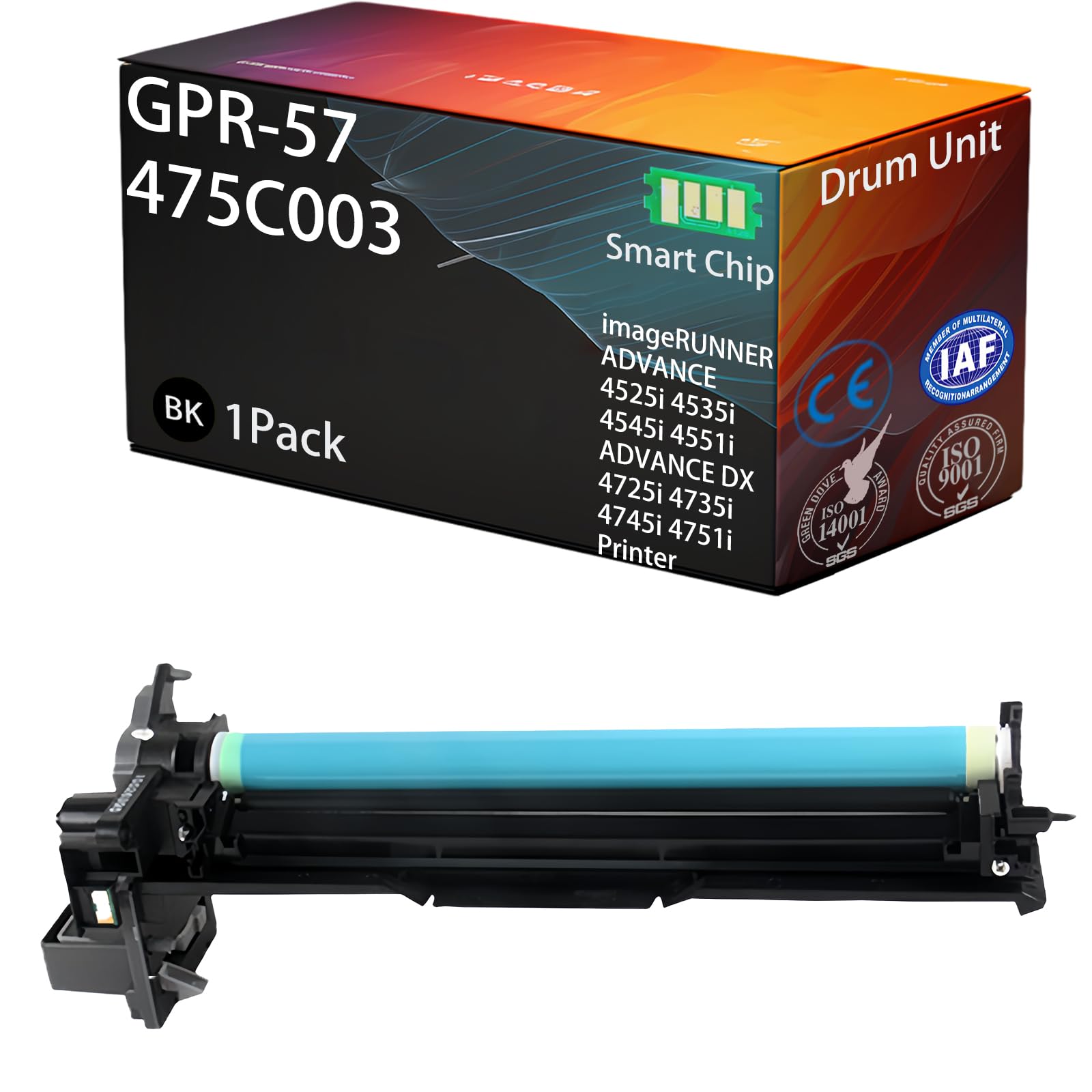 Compatible for Canon imageRUNNER Advance 4525i 4535i 4545i 4551i Advance DX 4725i 4735i 4745i 4751i Printer, GPR-57 Drum Unit High-Yield 80000 Pages, 475C003, Superior Print Clarity (Black 1Pack)