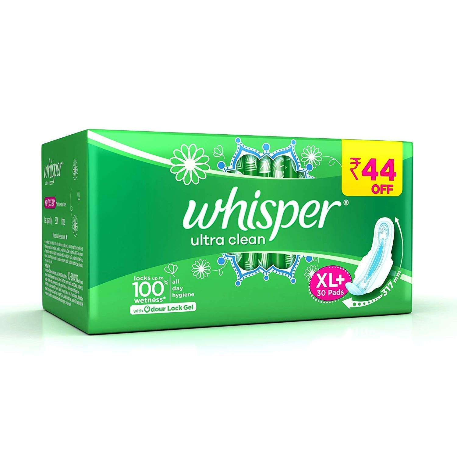 Whisper Ultra Clean XL with Odour Lock Gel Sanitary Napkins (120 Pads) 4