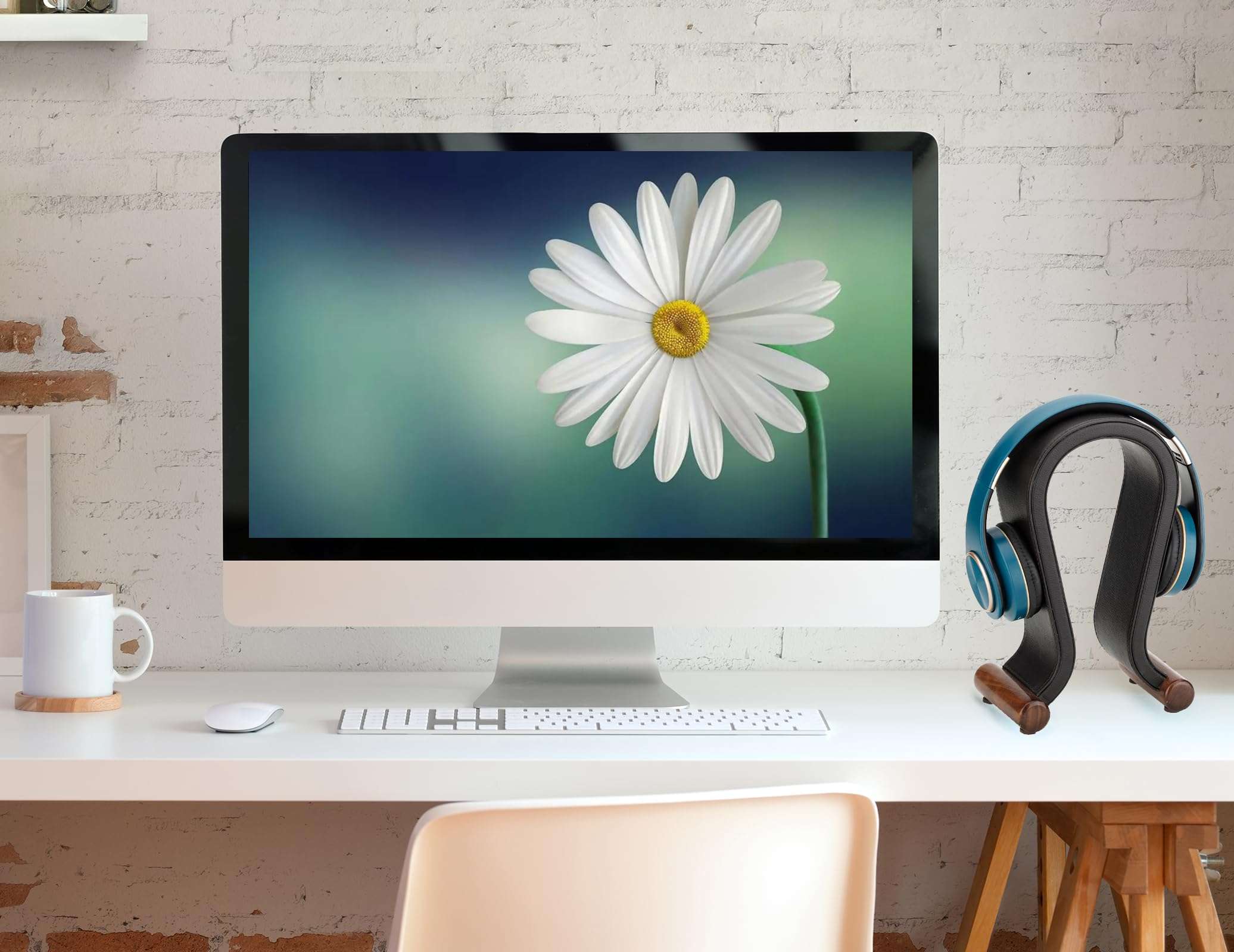 ONEGenug Wooden Headset Stand,Universal Earphone Hanger Holder for Gaming Headsets & DJ Studio Headphones Desktop Headphone Rack for All Headphone Size 3