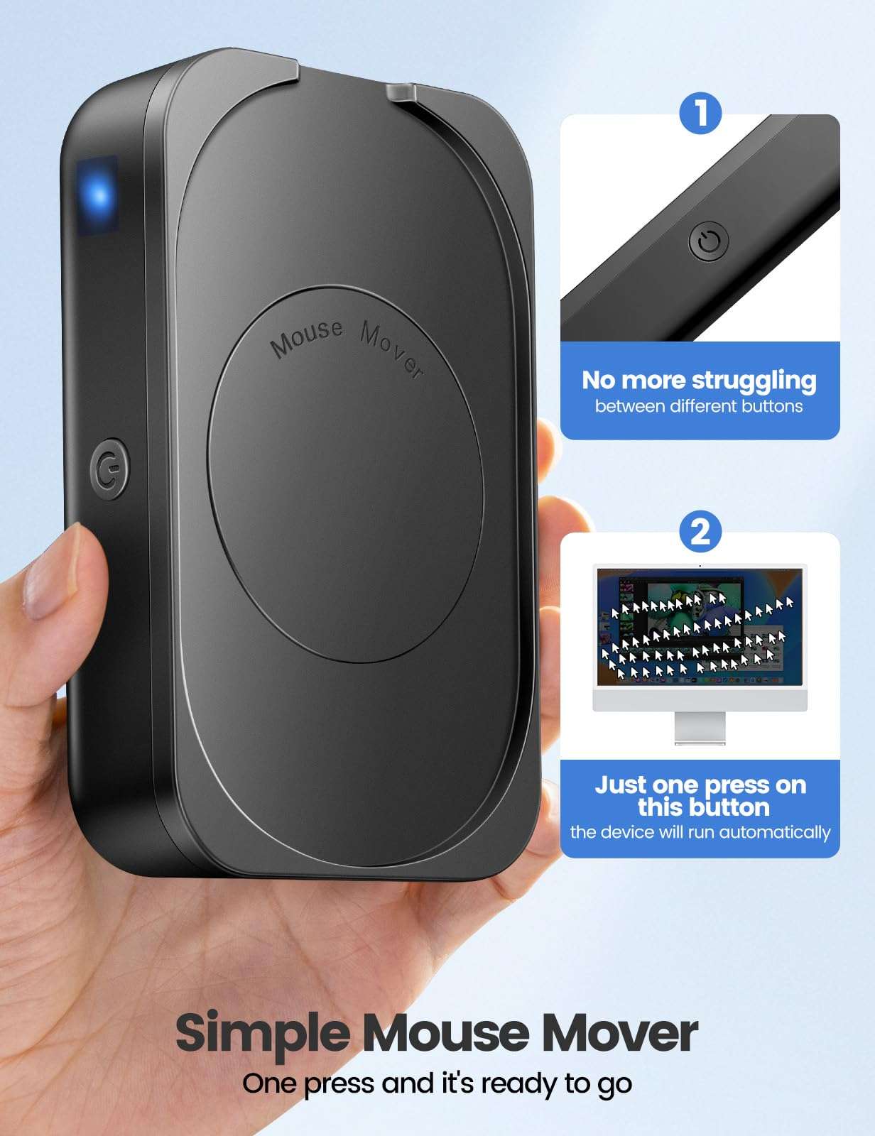 meatanty [Easier-to-Use Mouse Jiggler, 100% Undetectable Mouse Mover, Automatic Mouse Shaker Wiggler Computer Moving Device Pad, Mechanical Random Vibration for Office Remote Work and Life Balance 3