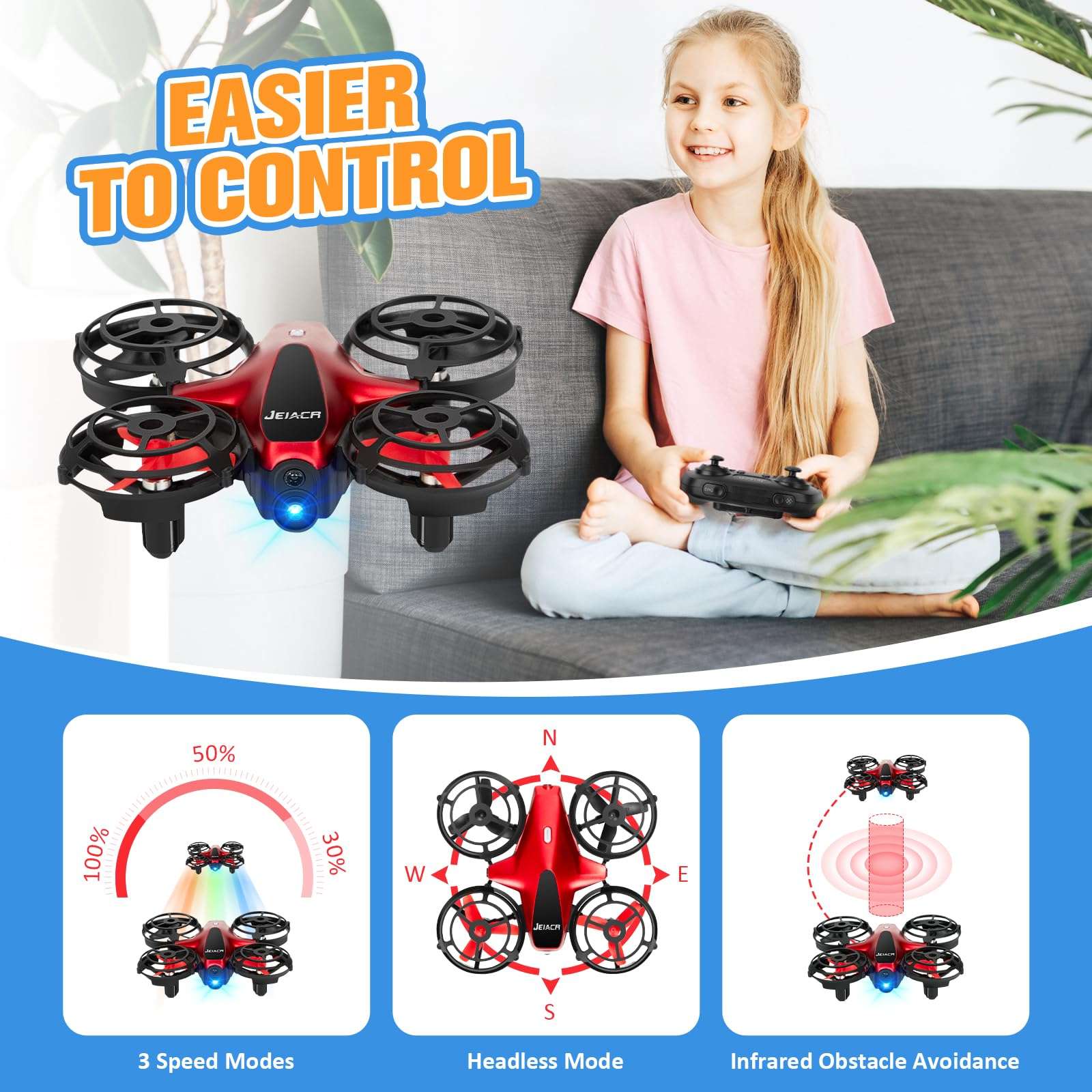 Drones for Kids,Drrntr Mini Drone - Kids Drone with 3D Flip, Auto Hovering,Rc Drone for Kids 8-12 with Headless Mode, 2 Batteries - Indoor Quadcopter,Flying Toys Gifts for Boys and Girls 3