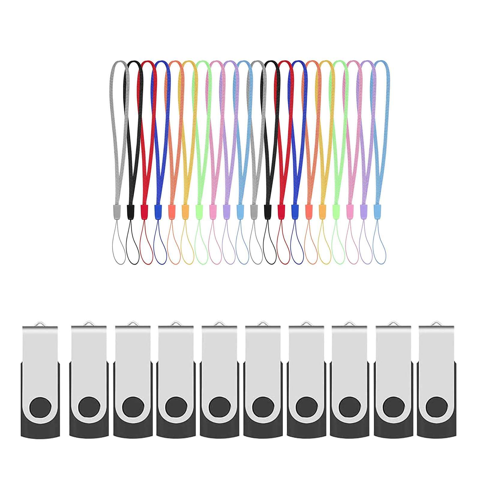 ABLAZE 100 Pack USB 2.0 128MB + 30 Pack USB Lanyard Strap 2