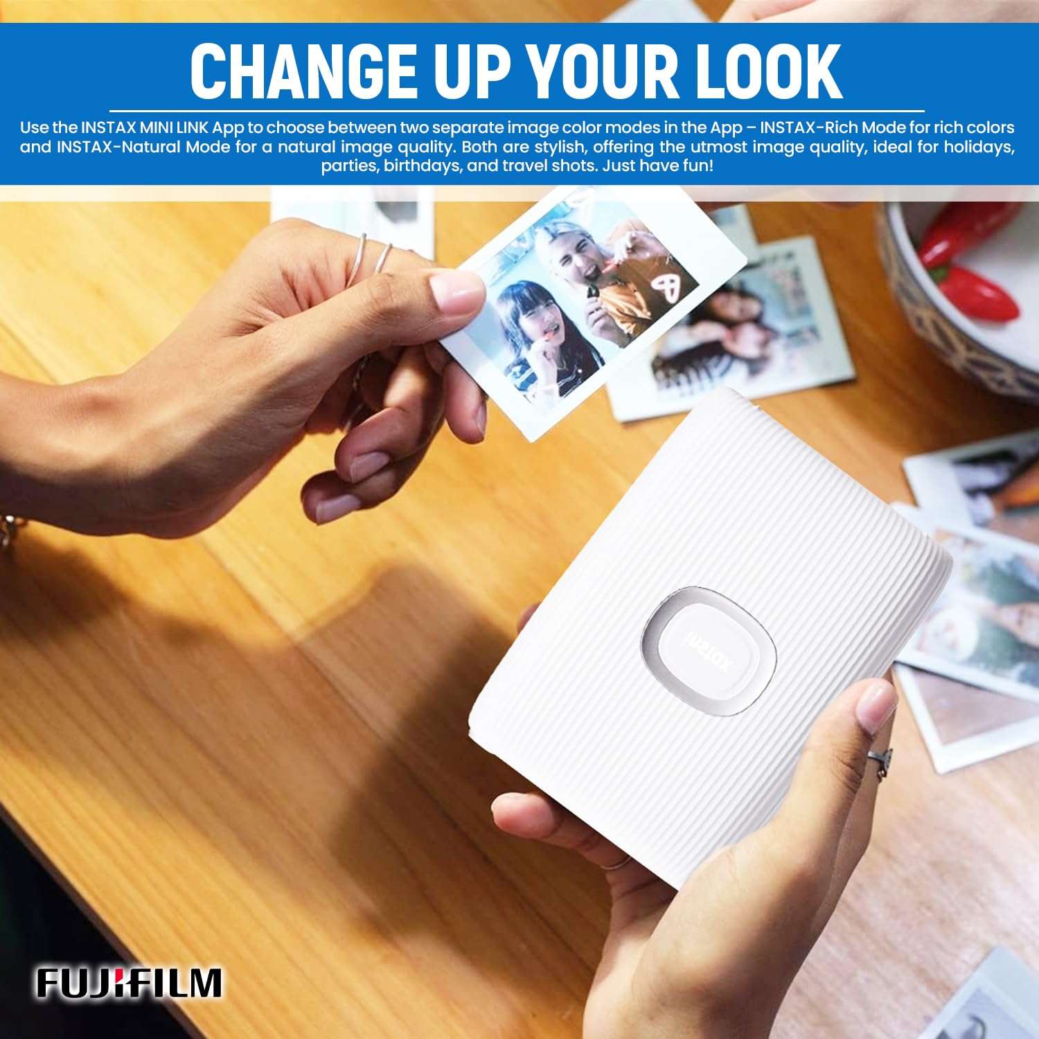 BluebirdSales Fujifilm Instant Mini Link 2 Smartphone Printer + Fuji Stone Gray Film (20 Sheets) Photo Accessory Kit (Photo Frames + Album), Carrying Case + Microfiber Cleaning Cloth (Clay White) 4