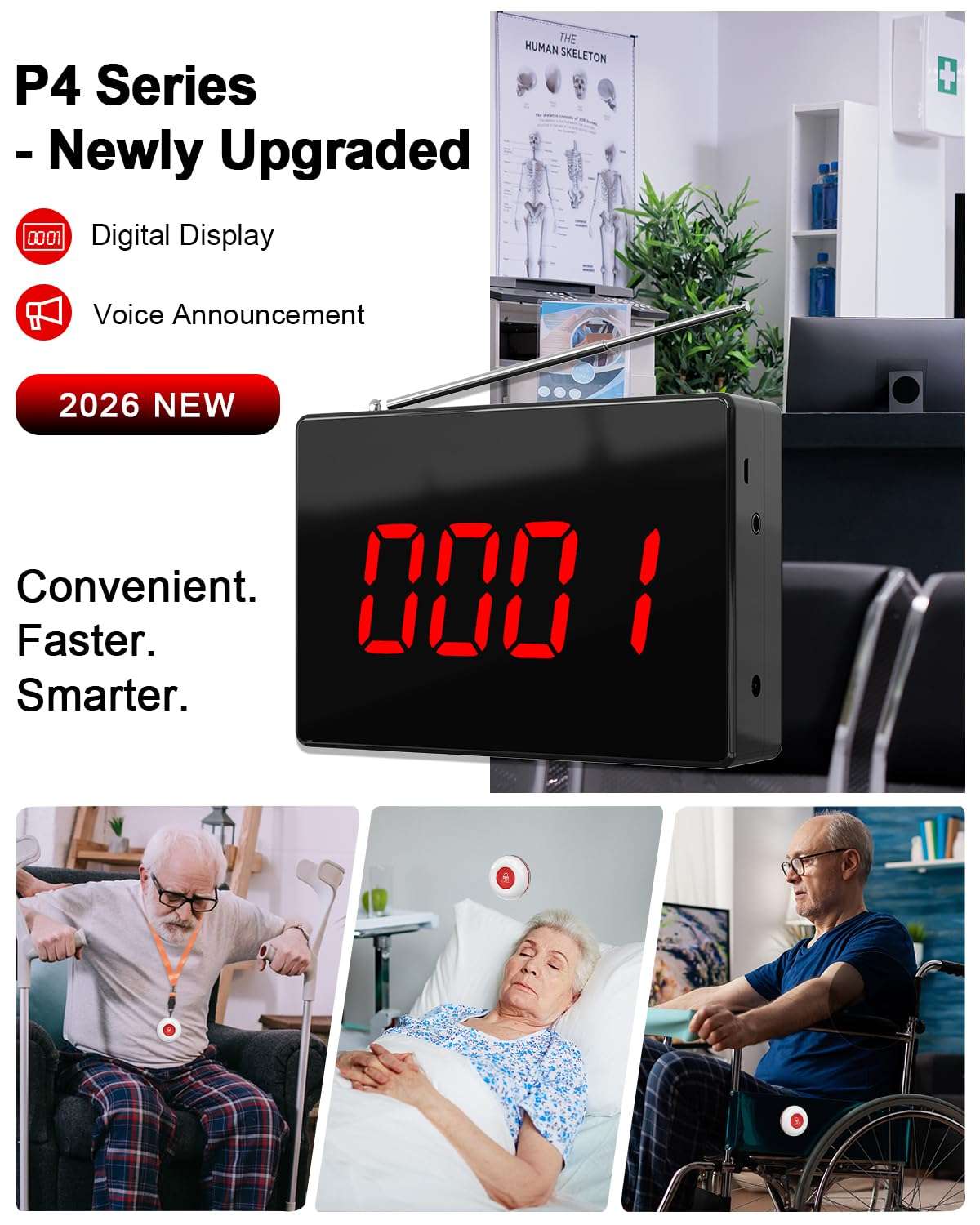 CallToU Wireless Calling System Customers Patient Pager System 1 Display Receiver Only（Need to Be Paired with Transmitter to Work） 4